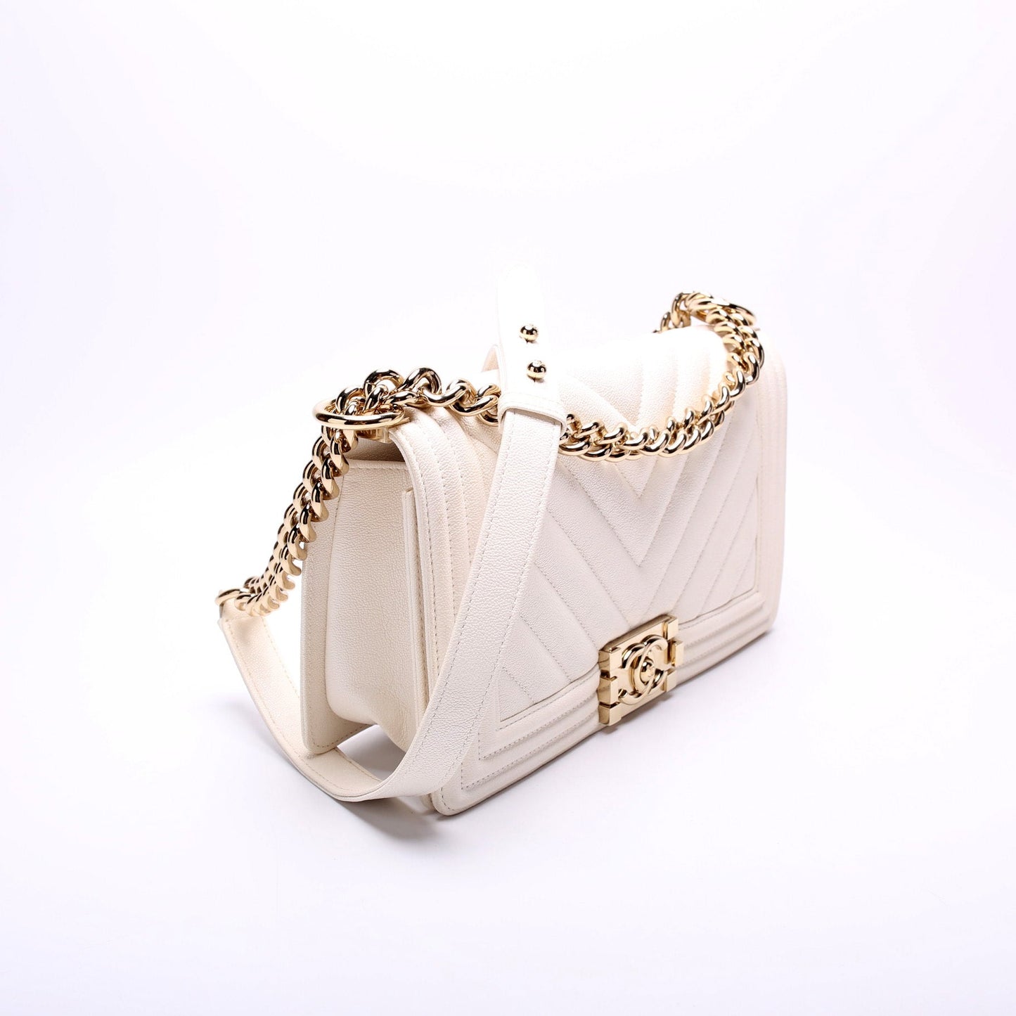 Chanel Boy Flap Chevron Caviar 25-29M Handbag