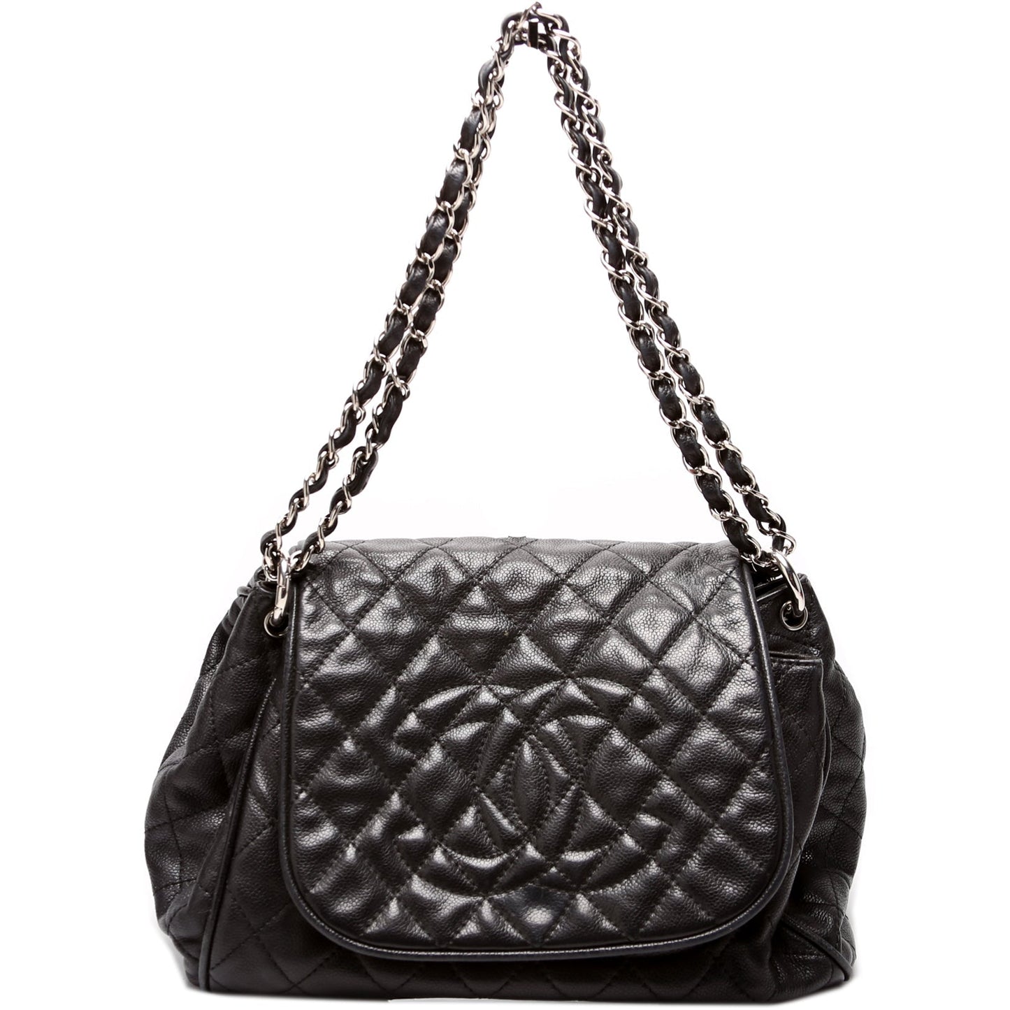 Chanel Timeless CC Accordion Flap Quilted Caviar Handbag