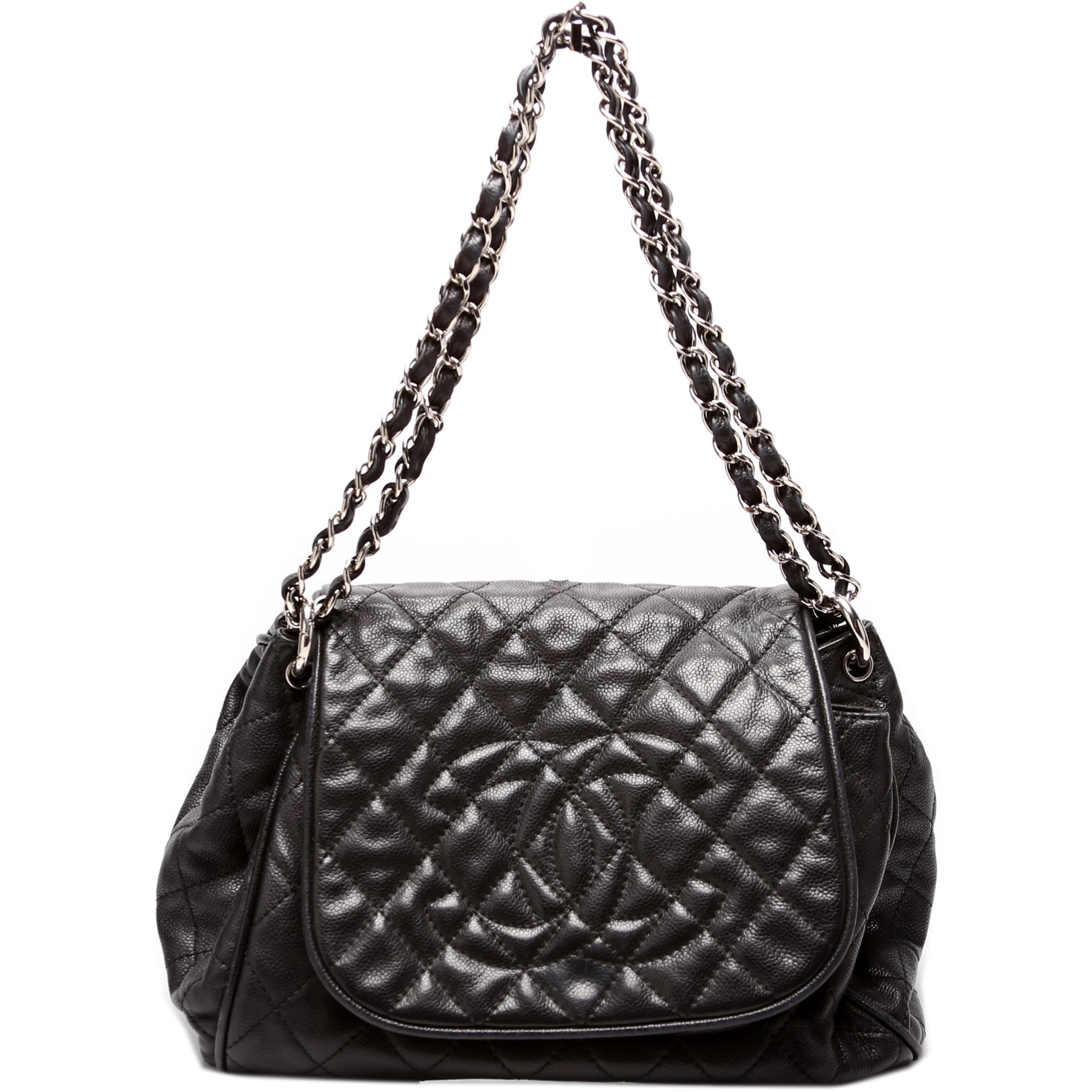 Chanel Timeless CC Accordion Flap Quilted Caviar Handbag