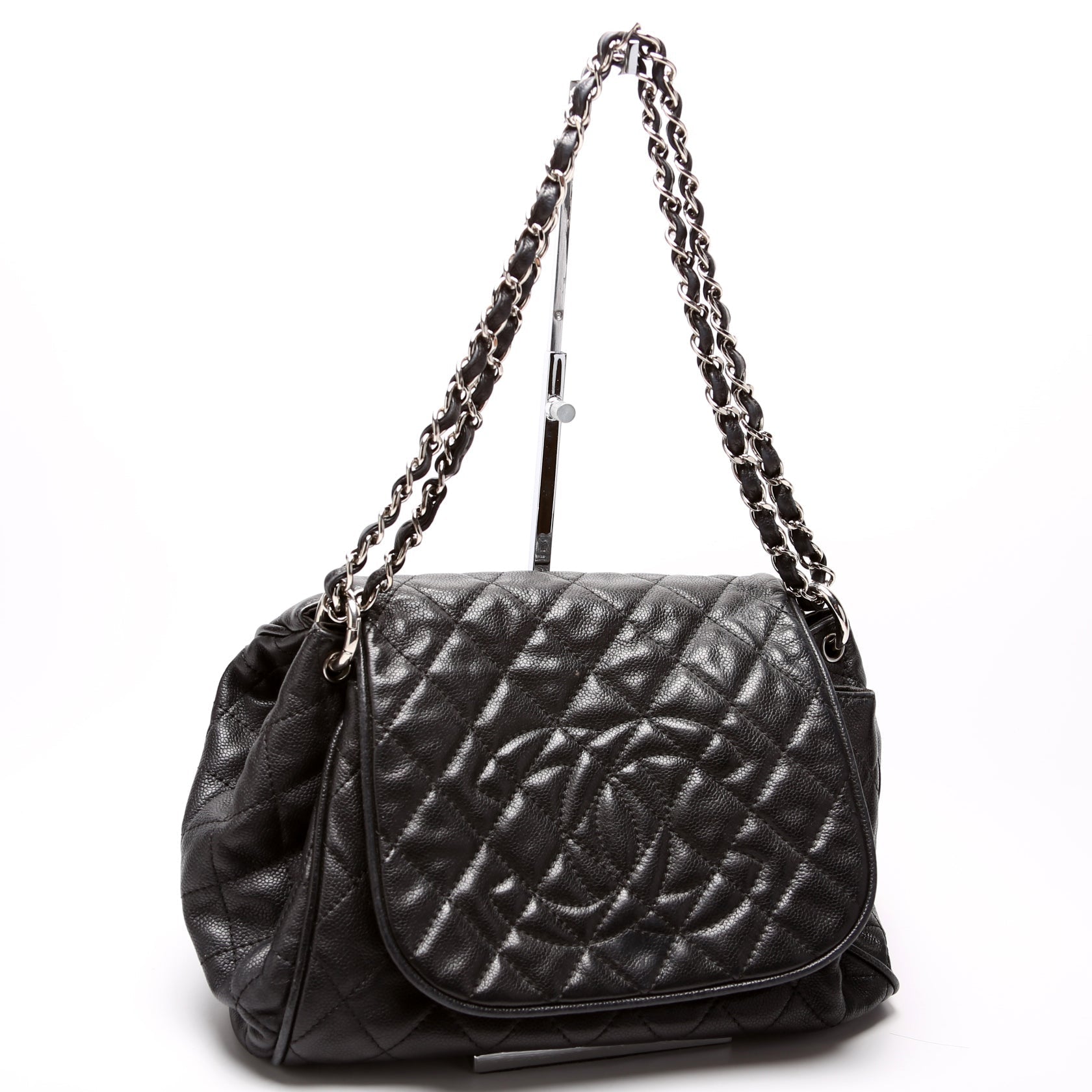 Chanel Timeless CC Accordion Flap Quilted Caviar Handbag
