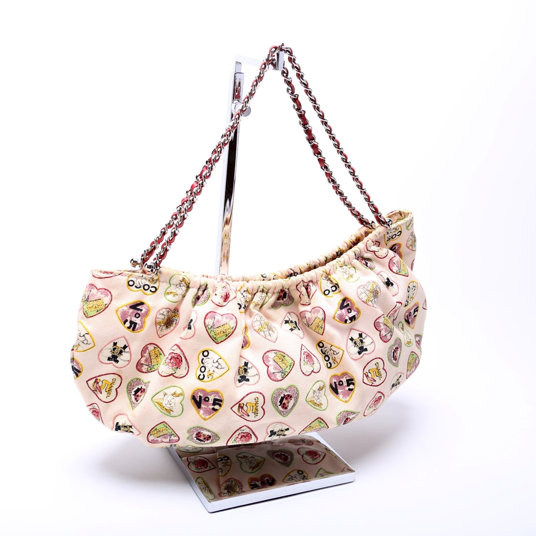 Chanel Coco Hearts 10M Canvas Shoulder Bag