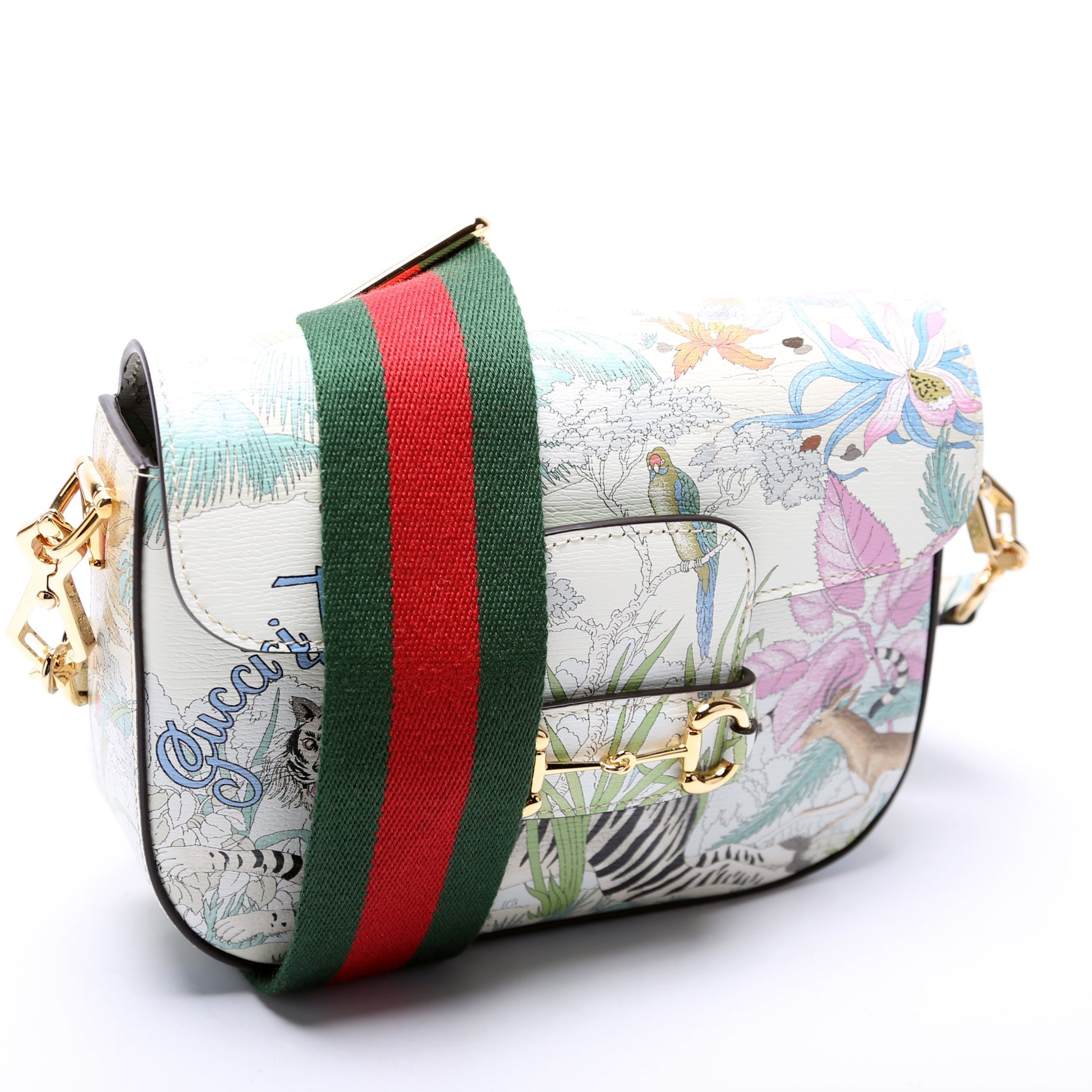 Gucci Tiger Horsebit White Mini Travel Bag