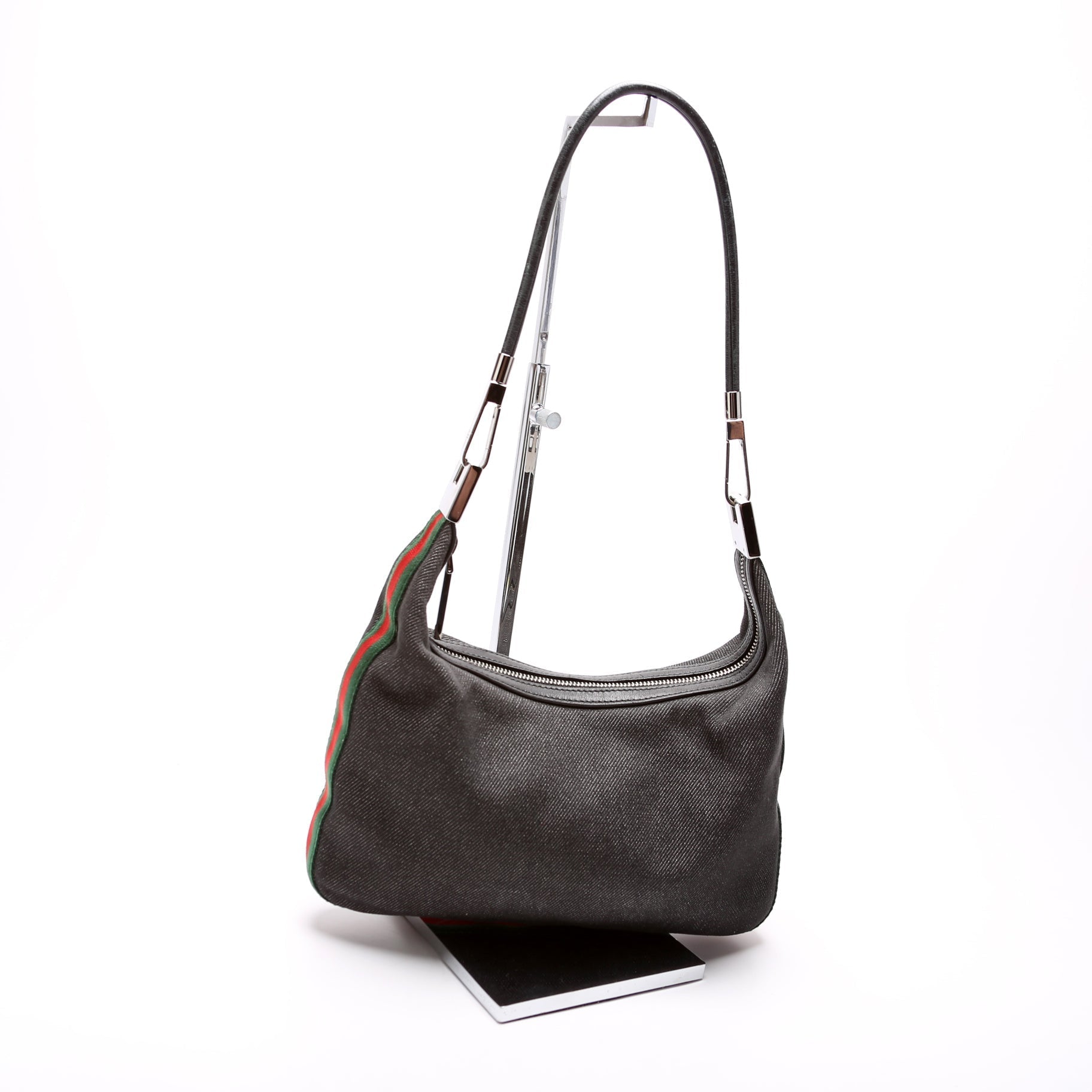 Gucci Web Clasp Canvas Shoulder Bag