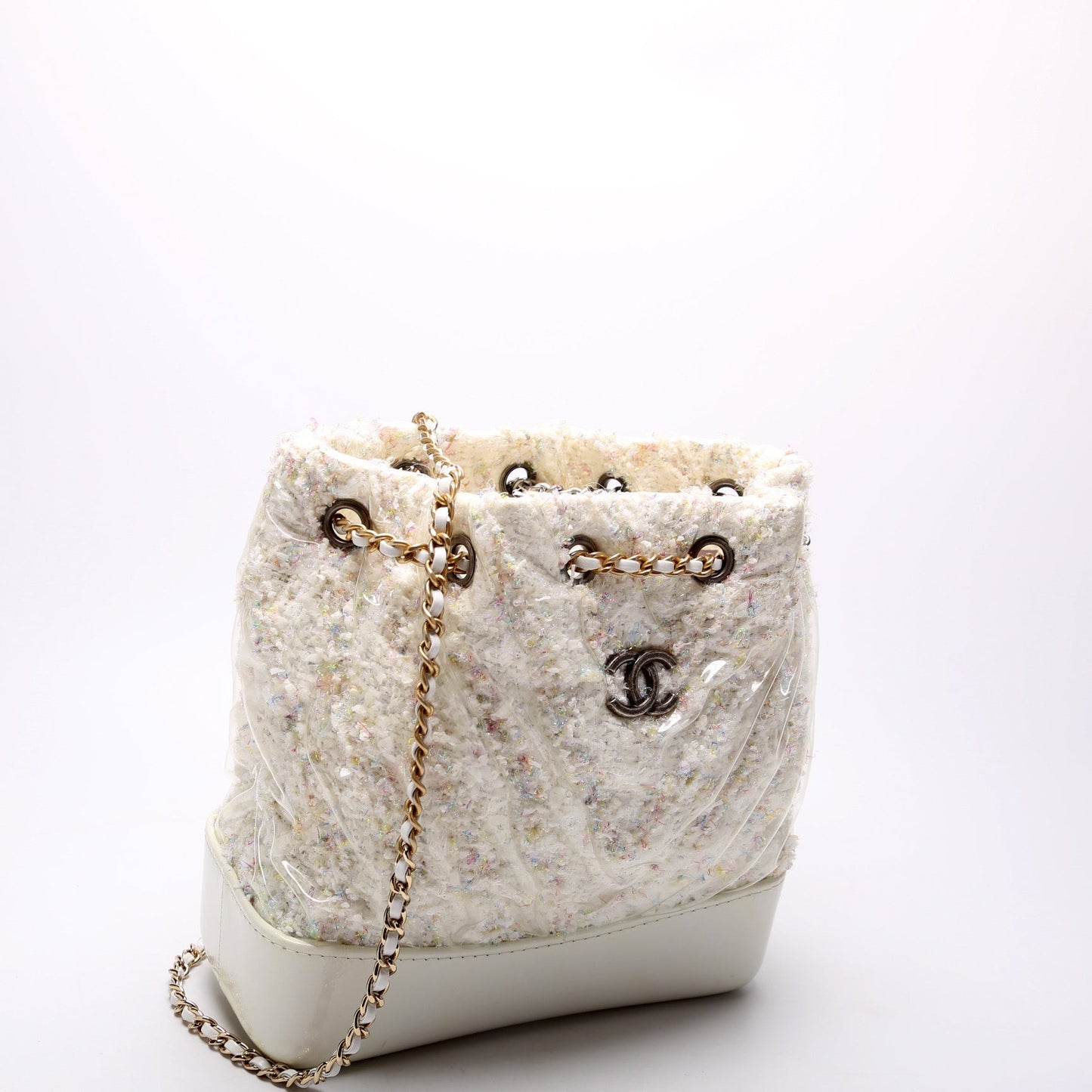 Chanel Gabrielle Backpack Quilted Tweed PVC 25M Small
