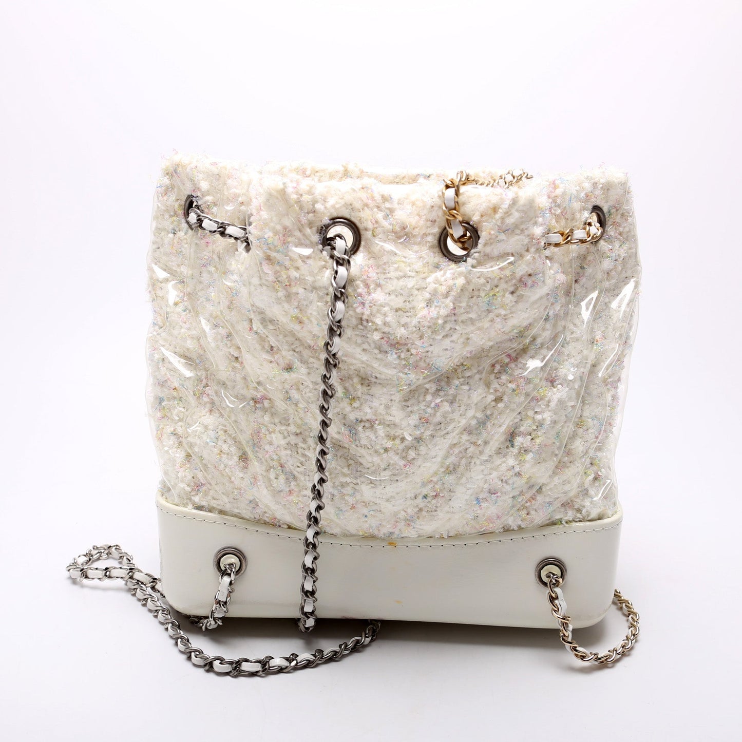 Chanel Gabrielle Backpack Quilted Tweed PVC 25M Small
