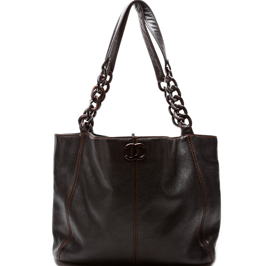 Chanel CC Wood Tote Bag