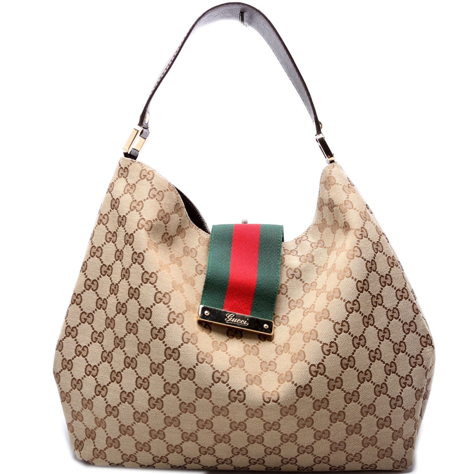 Gucci GG Web Canvas Shoulder Bag Hobo 1