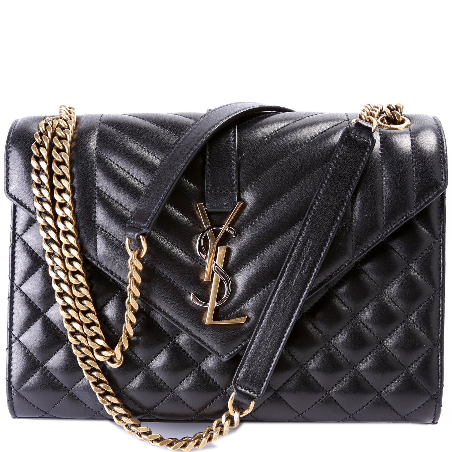 YSL Saint Laurent Saint Laurent Envelope Lambskin Nappa Triquilt Bag Medium Travel Bag