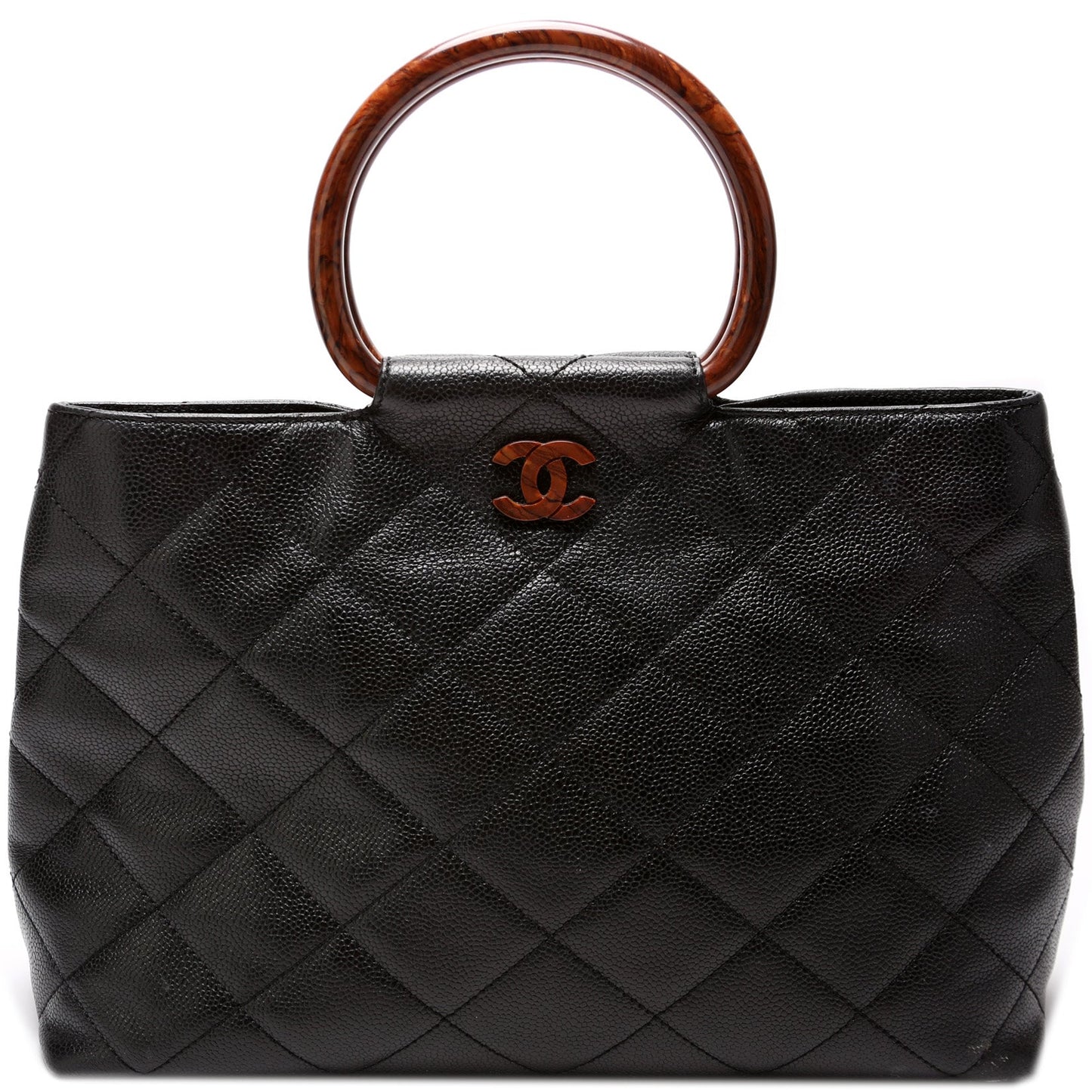 Chanel Coco Wooden Top Handle Caviar 6M Handbag