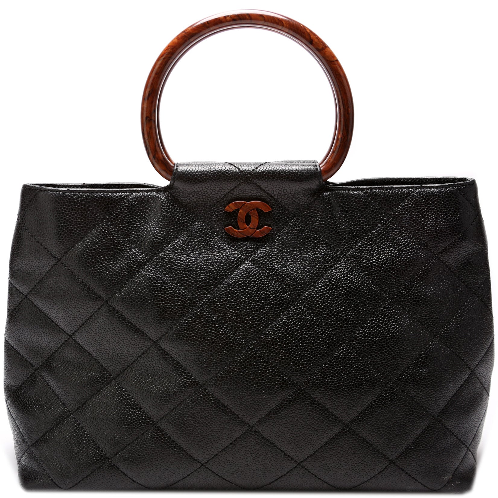Chanel Coco Wooden Top Handle Caviar 6M Handbag