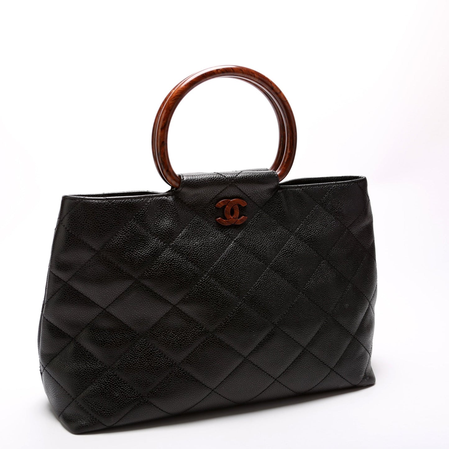 Chanel Coco Wooden Top Handle Caviar 6M Handbag