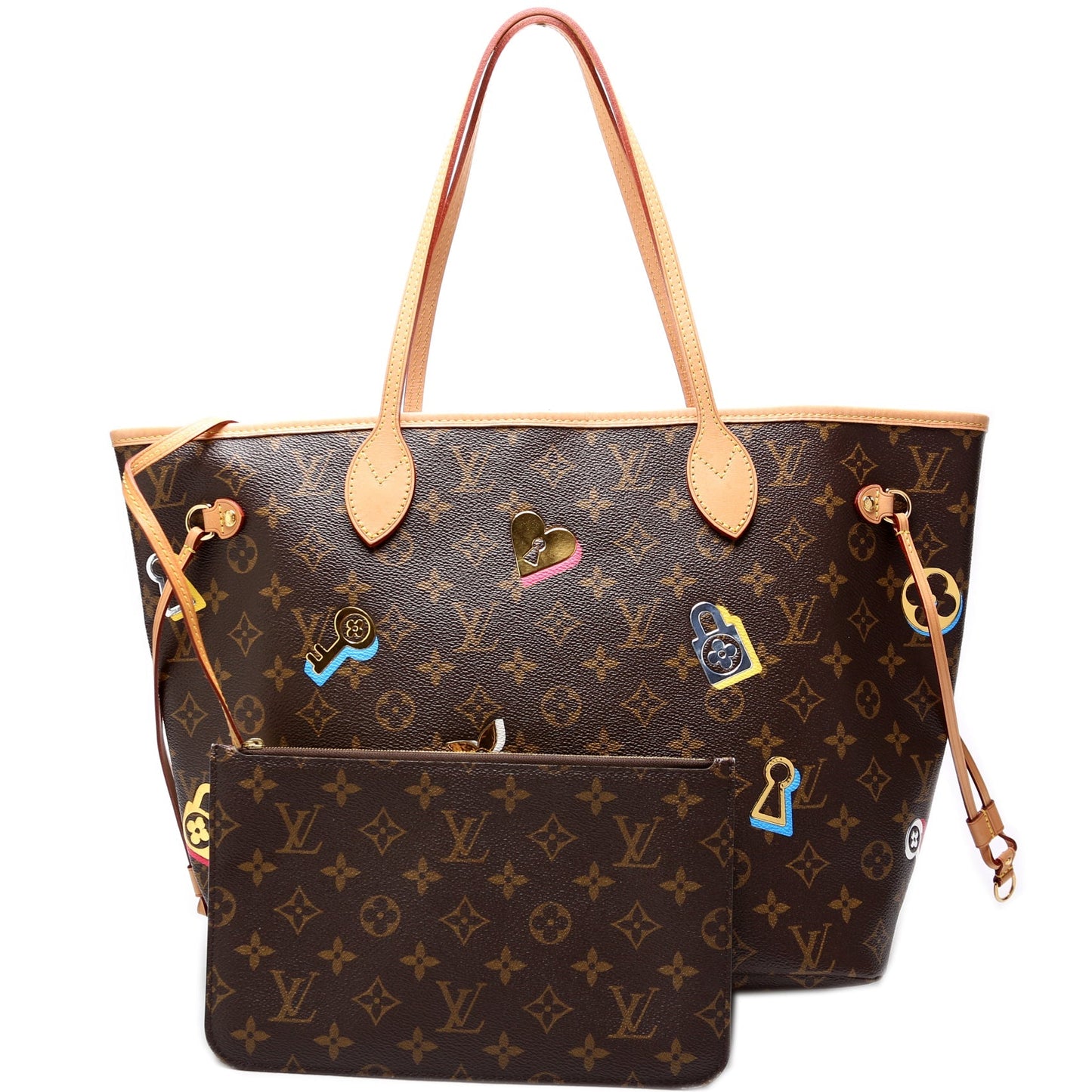 Louis Vuitton Neverfull MM Lovelock w Wallet Case Wallet 2