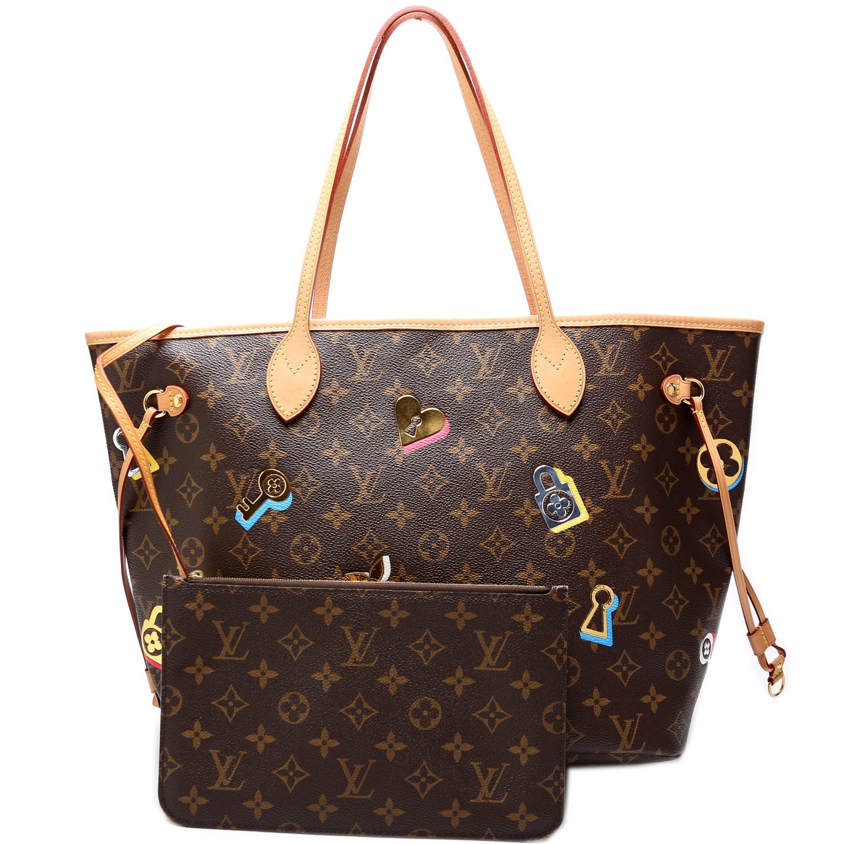 Louis Vuitton Neverfull MM Lovelock w Wallet Case Wallet 2