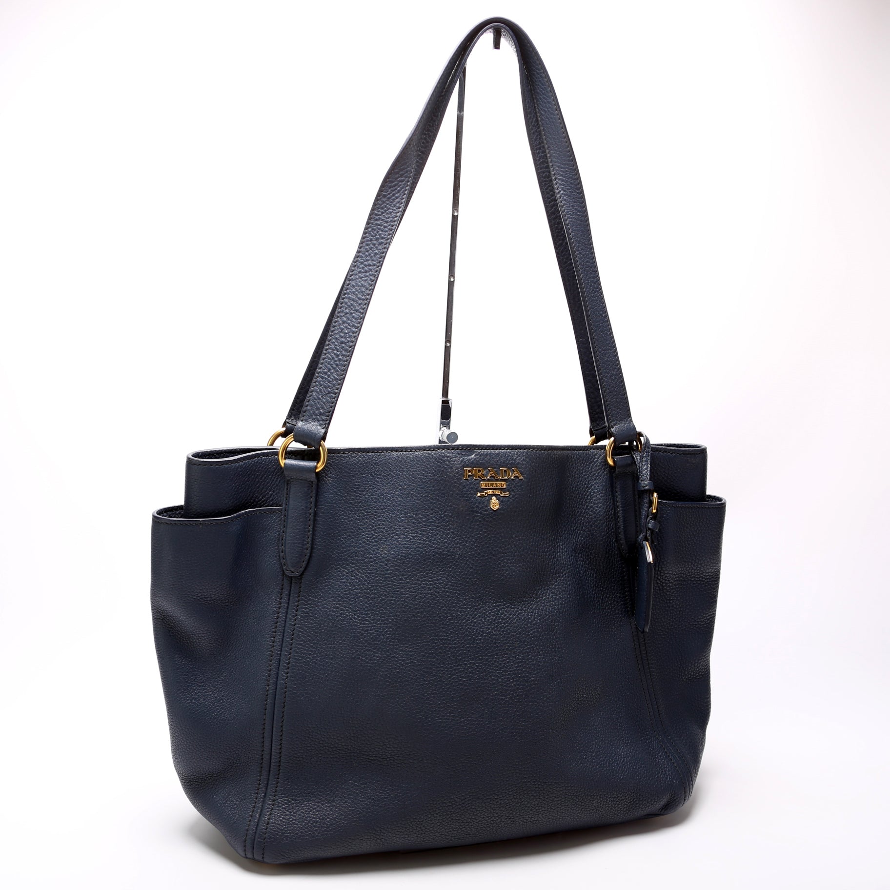 Prada Vitello Daino Side Pocket Shopper Tote Bag