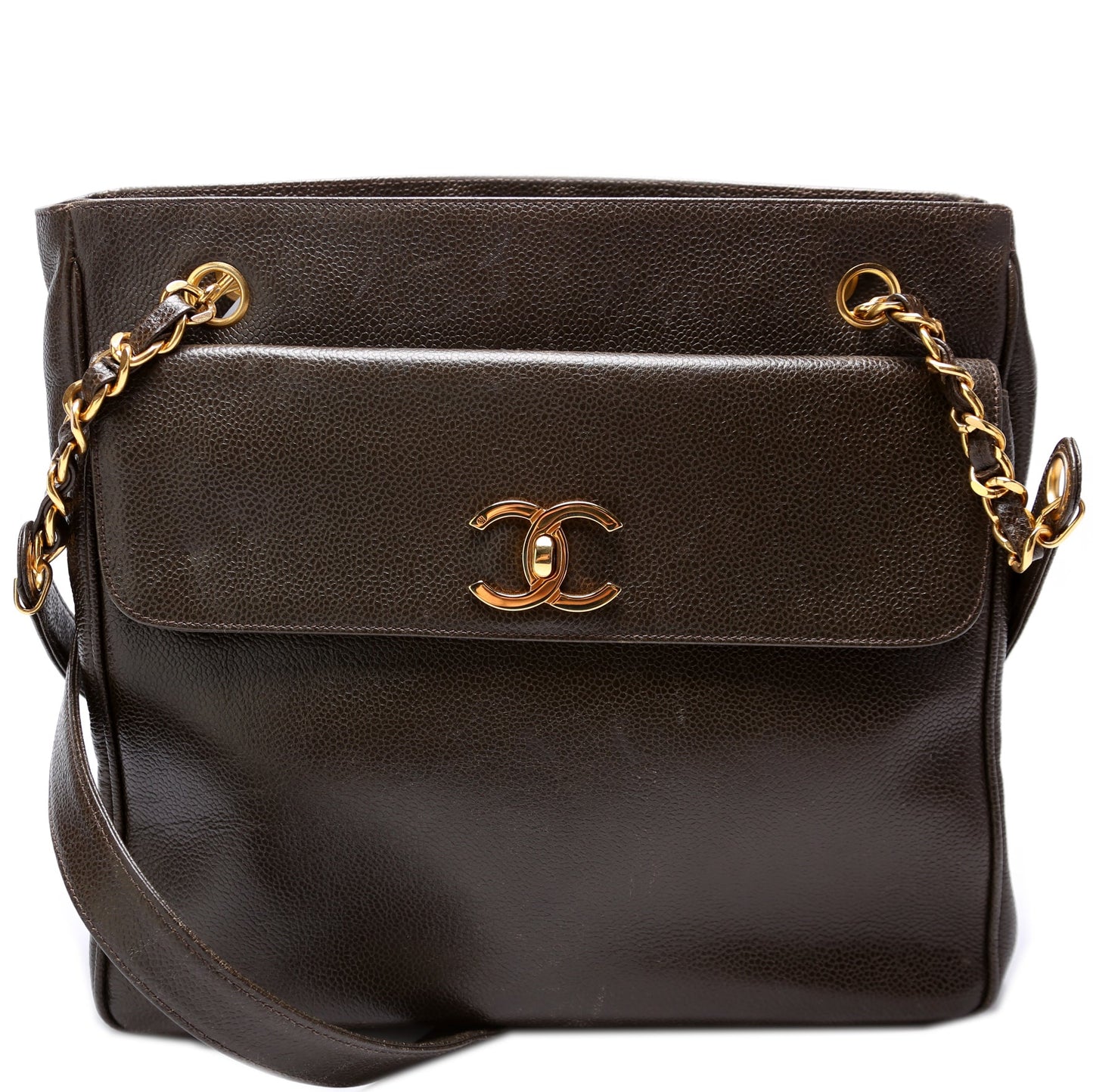 Chanel CC Double Pocket Shopping Caviar Tote Bag