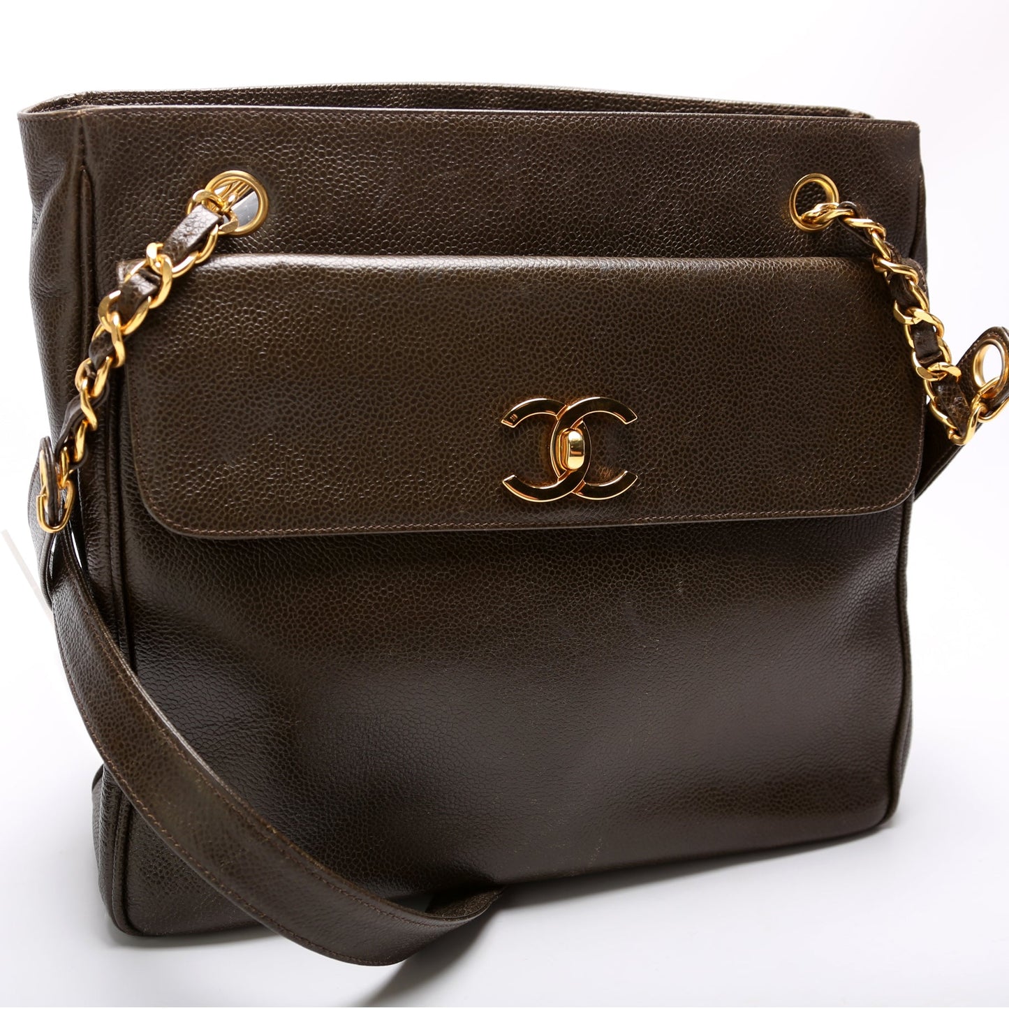 Chanel CC Double Pocket Shopping Caviar Tote Bag