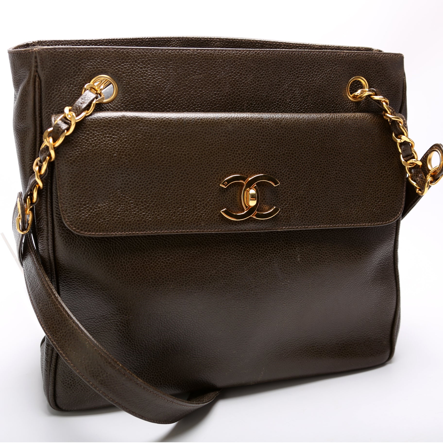 Chanel CC Double Pocket Shopping Caviar Tote Bag