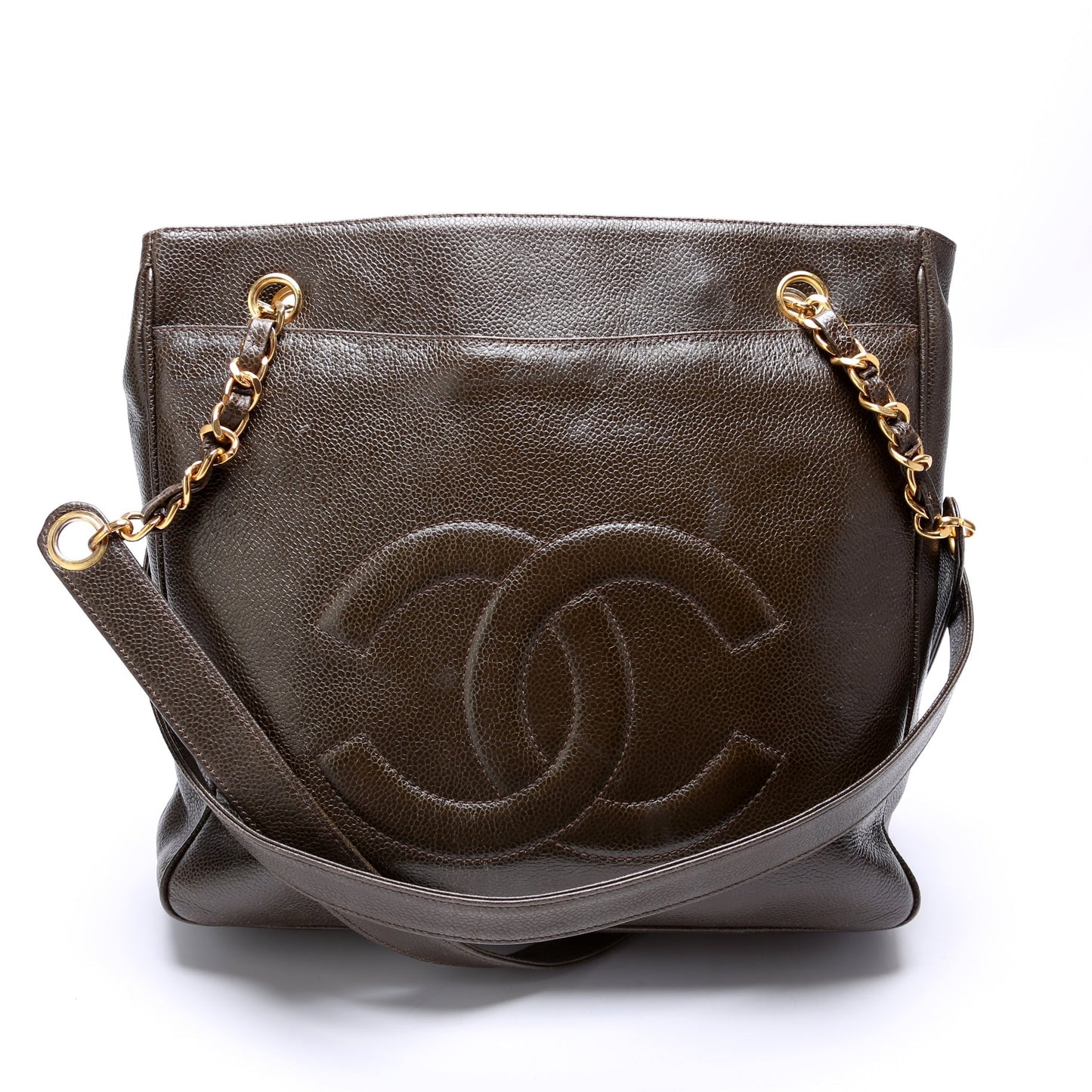 Chanel CC Double Pocket Shopping Caviar Tote Bag