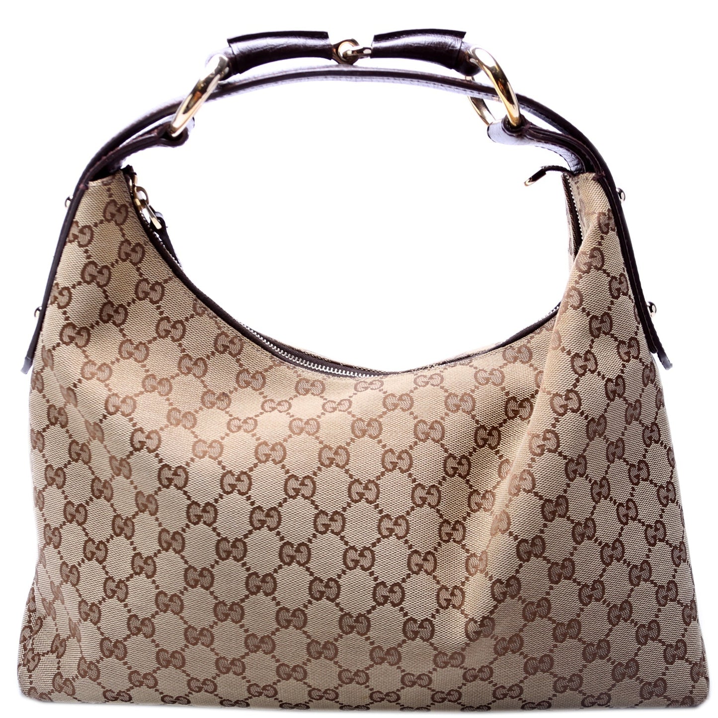 Gucci Horsebit GG Canvas Shoulder Bag Hobo 1