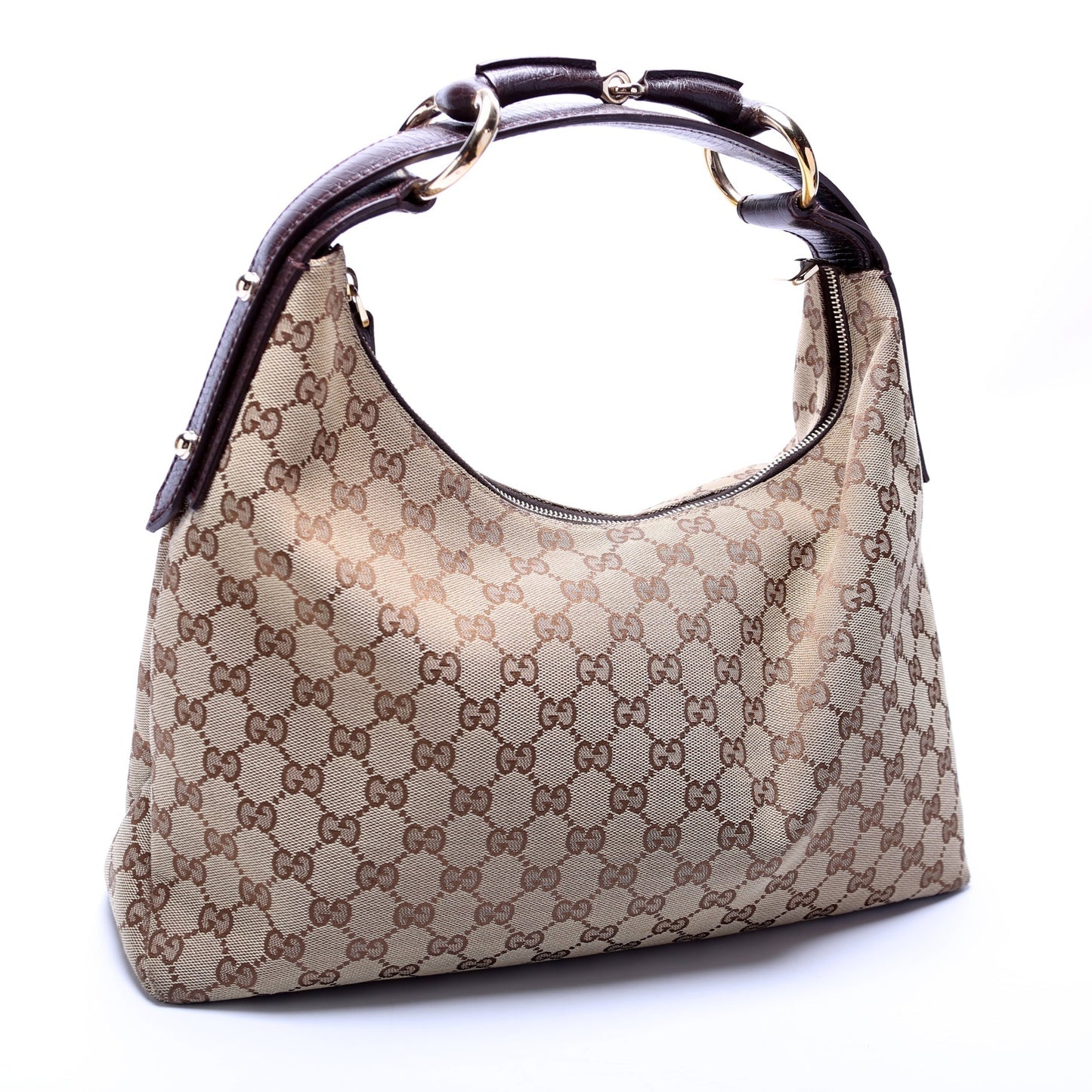 Gucci Horsebit GG Canvas Shoulder Bag Hobo 1