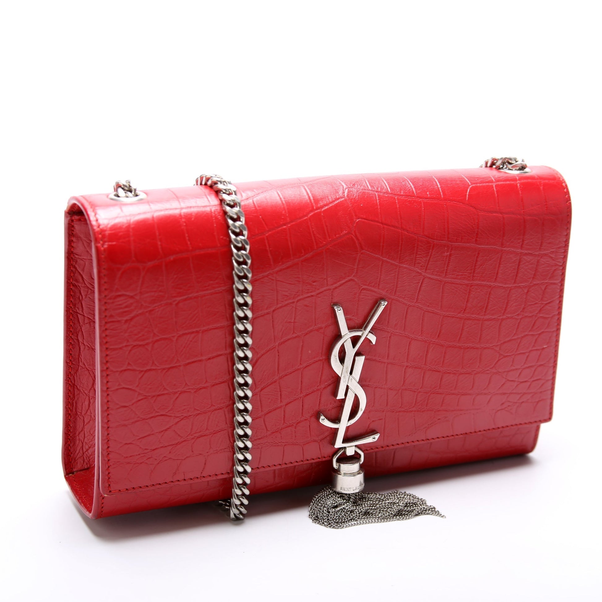 YSL Saint Laurent Kate Tassel Satchel Crocodile Bag Medium Embossed Satchel Bag