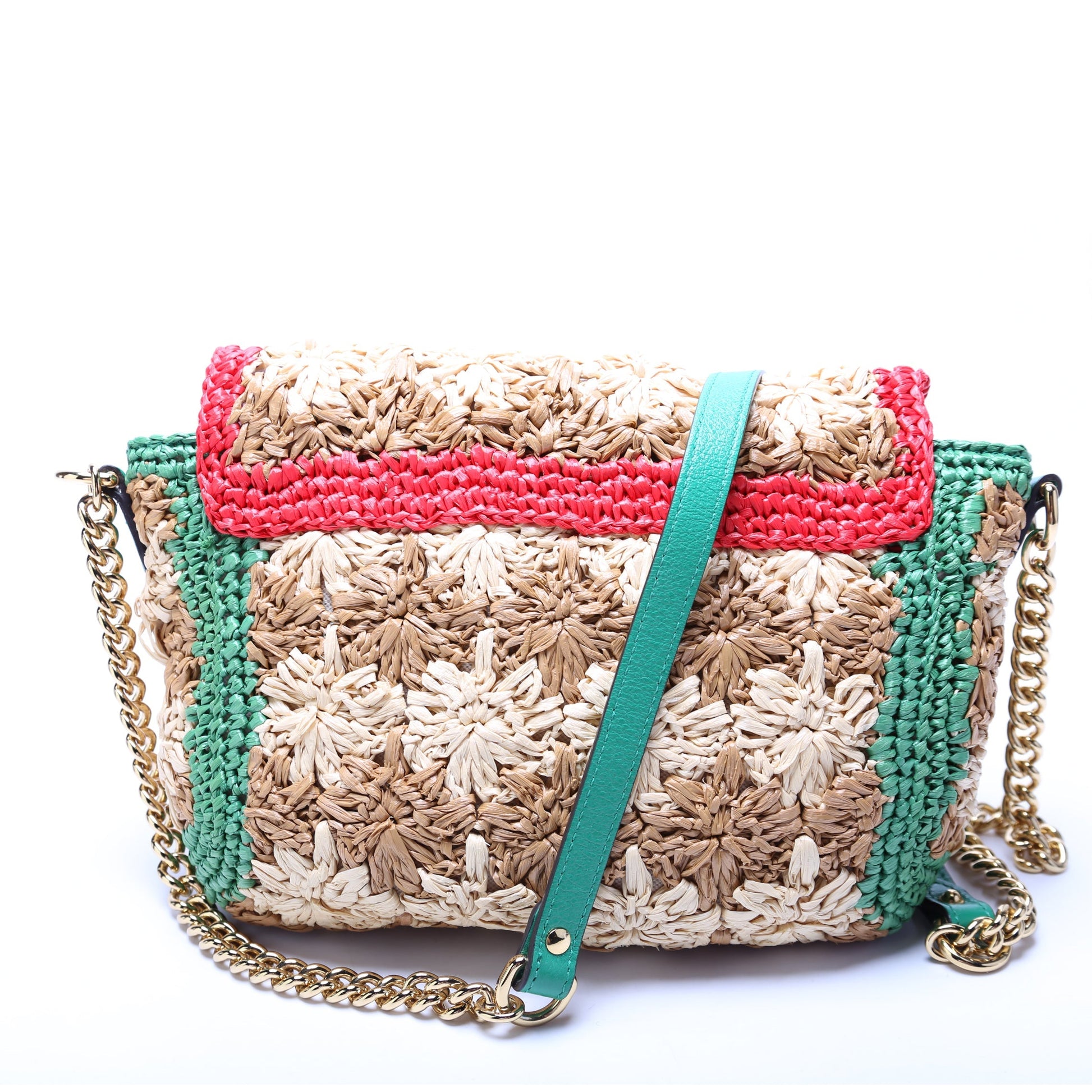 Gucci GG Marmont Raffia Small Flap Travel Bag