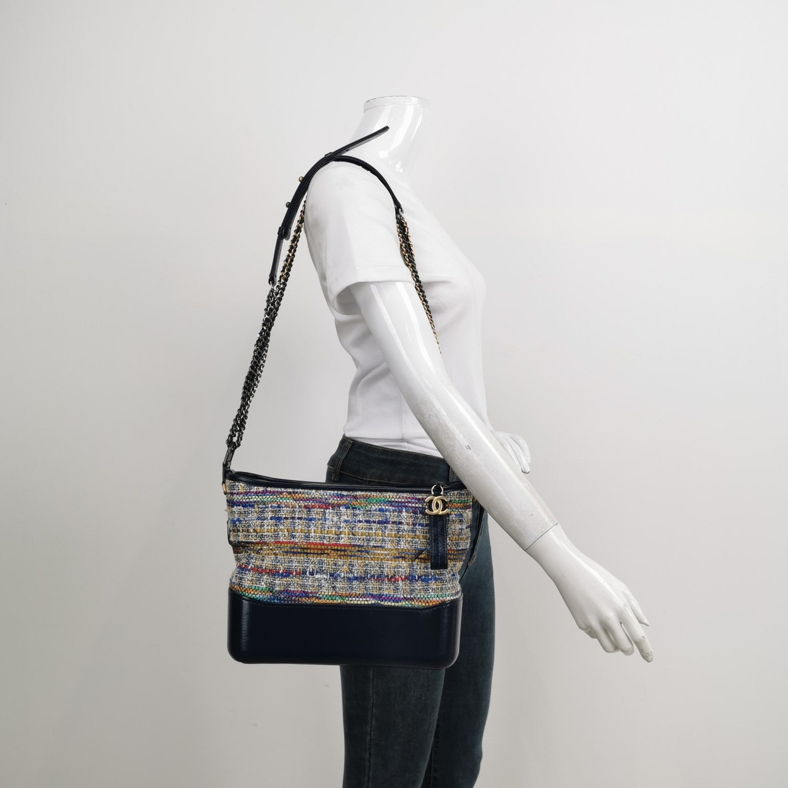 Chanel Gabrielle Hobo Tweed Calfskin Shoulder Bag