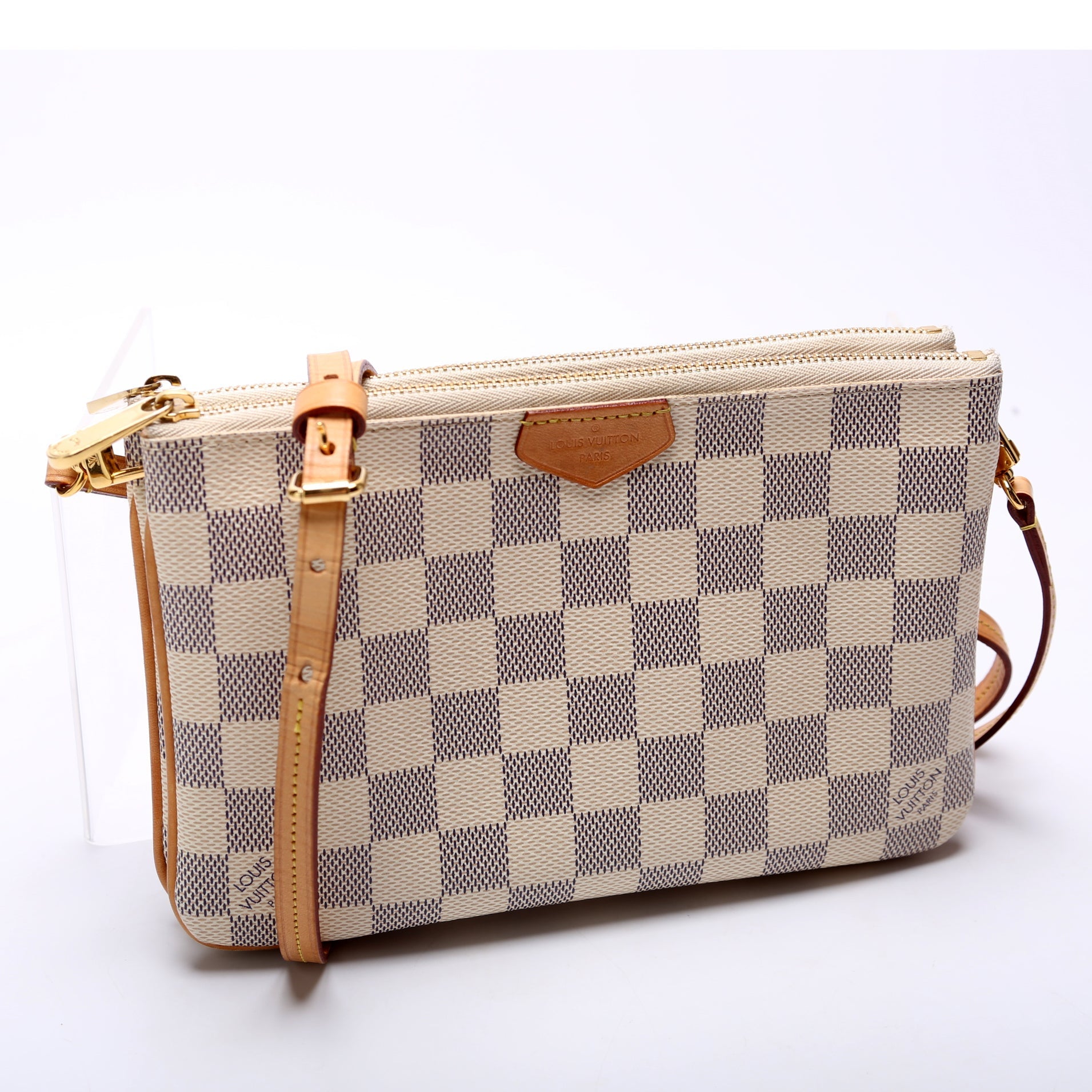 Louis Vuitton Double Zip Pochette Azur Damier Clutch Bag Azur 4