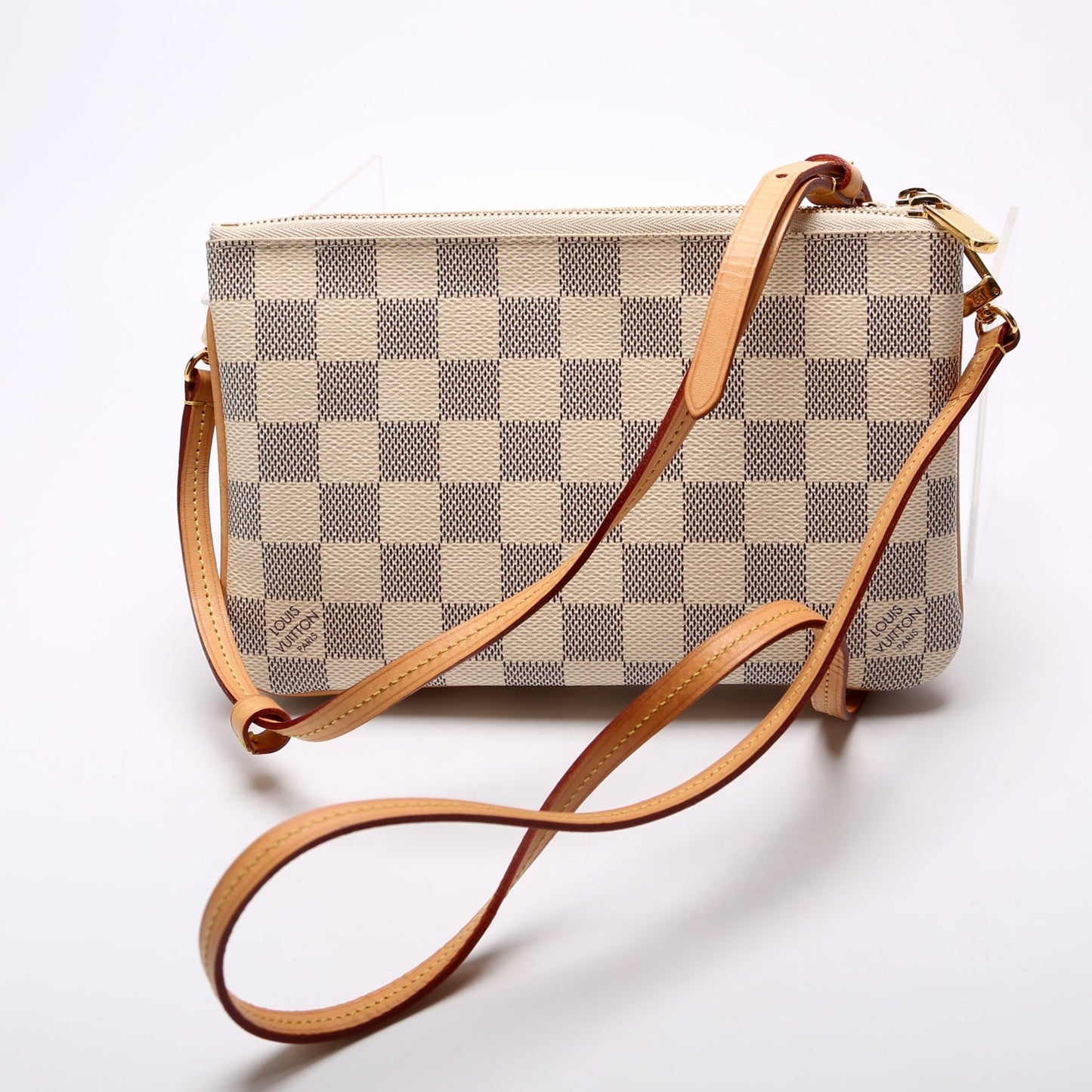 Louis Vuitton Double Zip Pochette Azur Damier Clutch Bag Azur 4