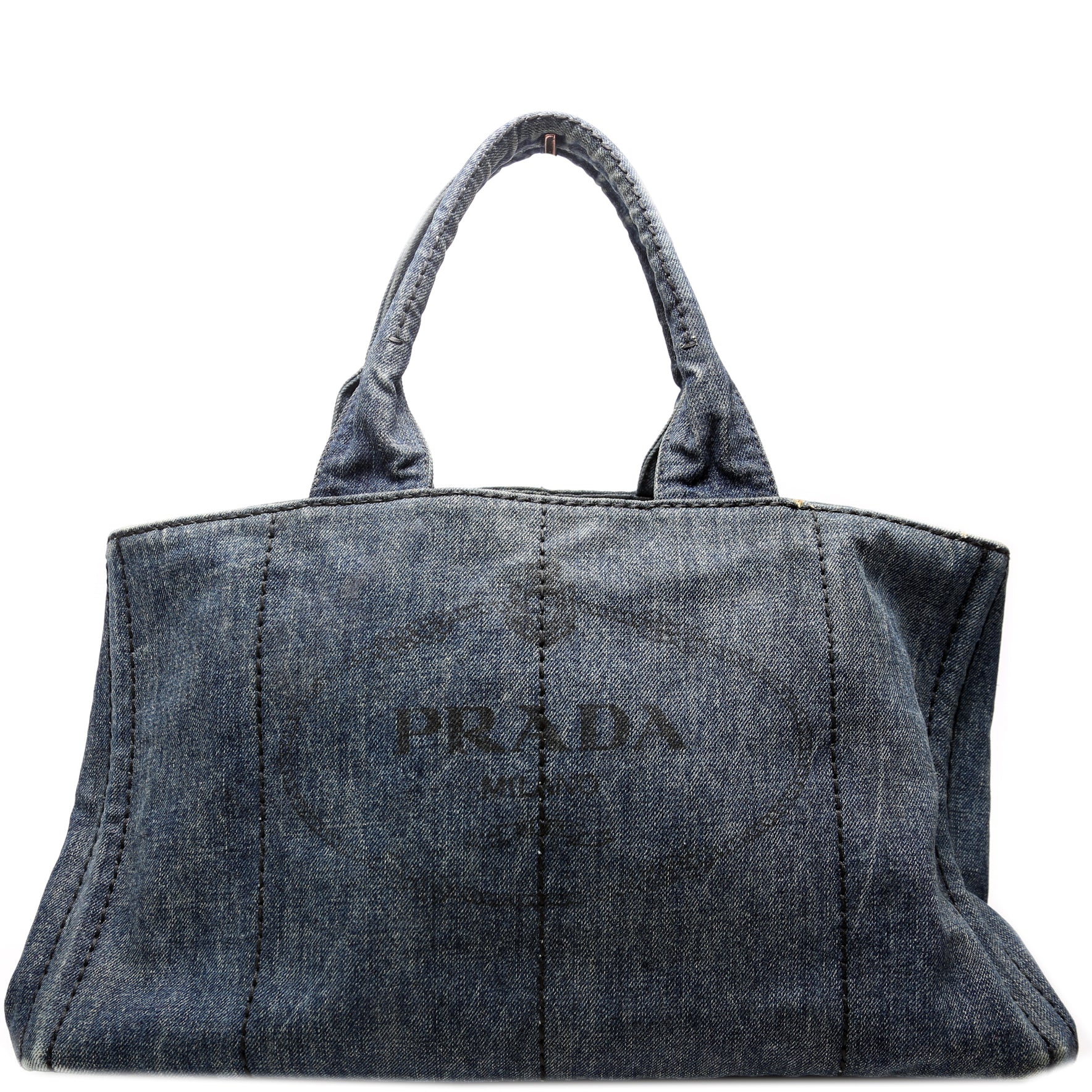Prada Canapa Tote Bag Canvas Denim 3