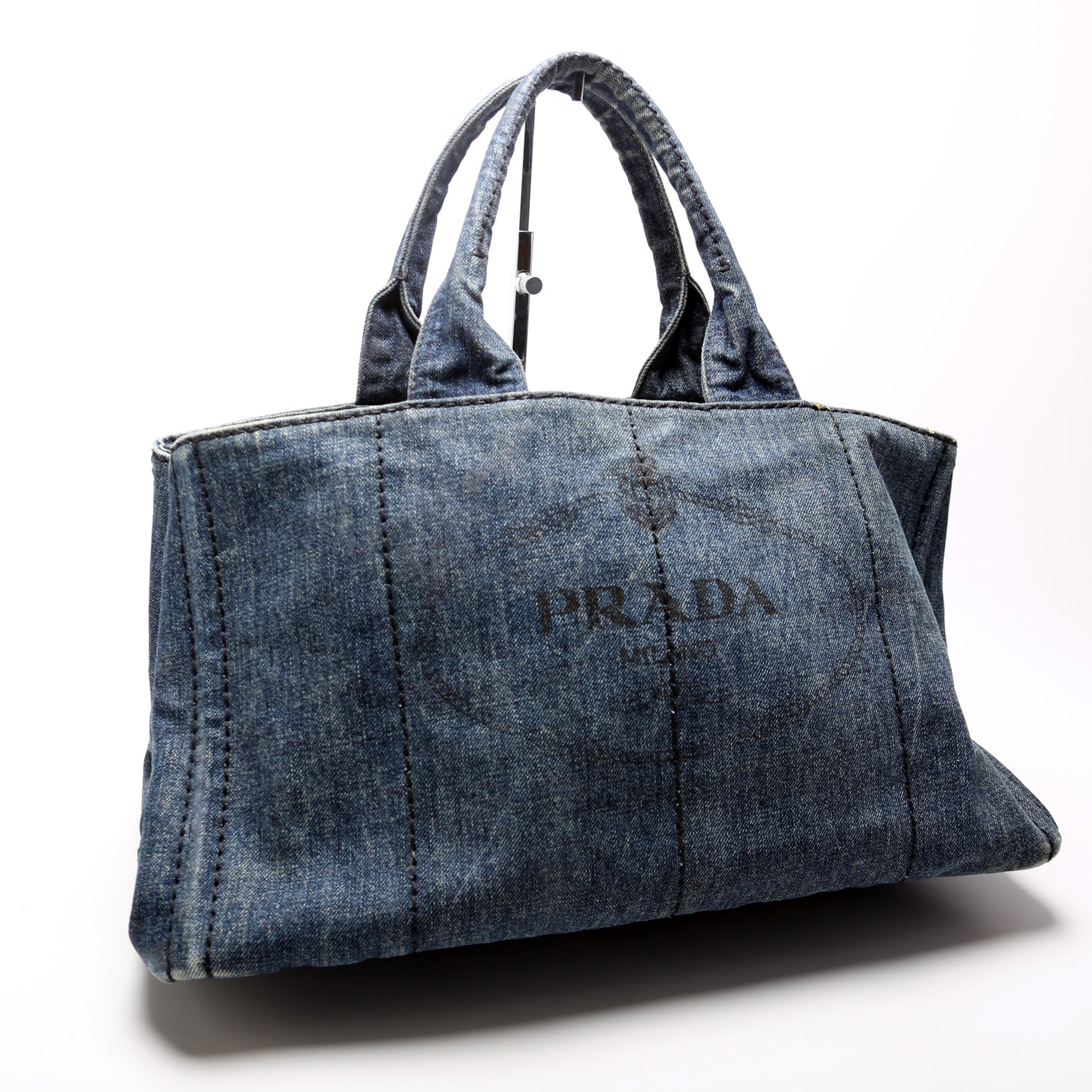 Prada Canapa Tote Bag Canvas Denim 3