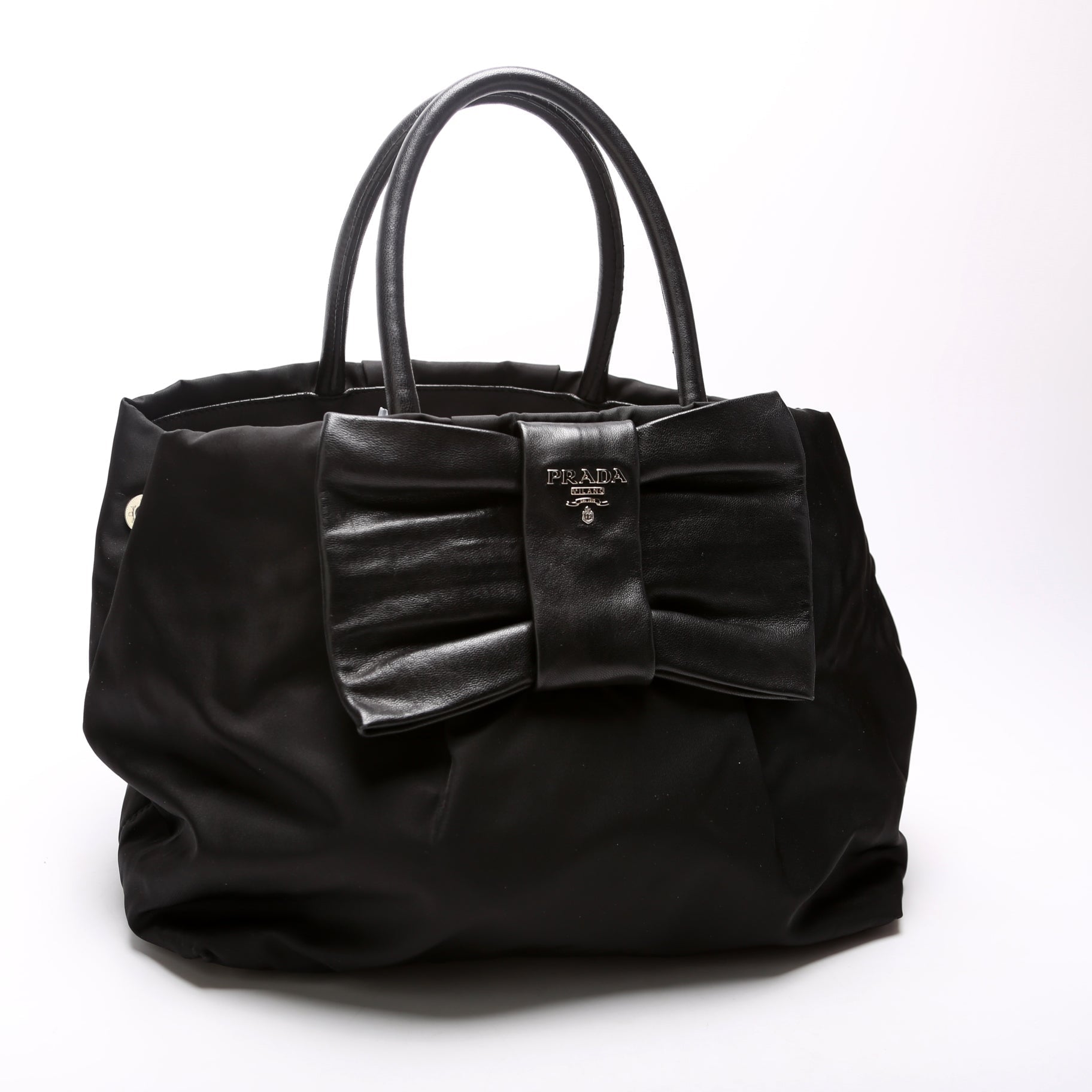 Prada Fiocco Bow Satchel Bag Nylon Travel Bag