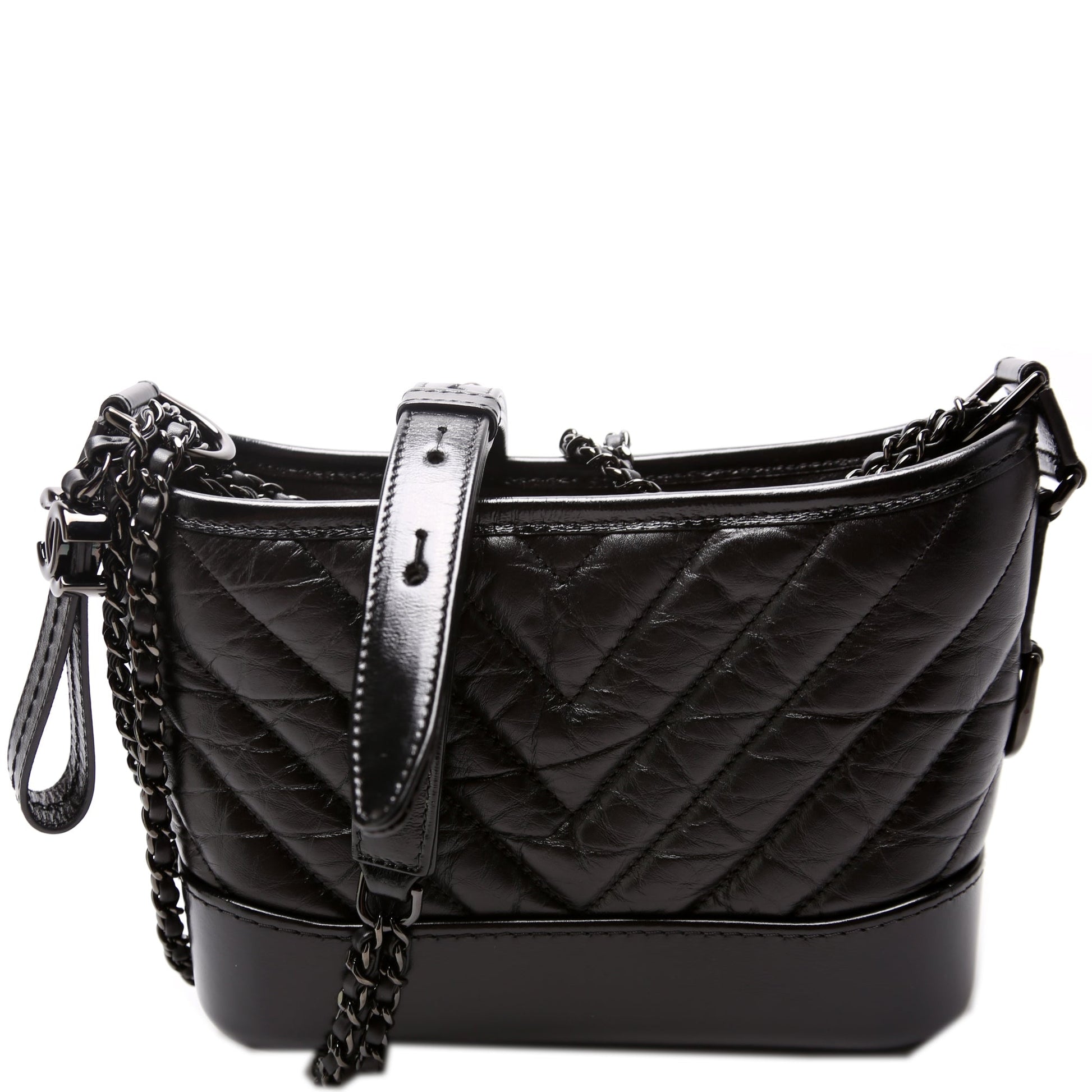 Chanel Gabrielle Hobo So Calfskin 28M Black Small Shoulder Bag