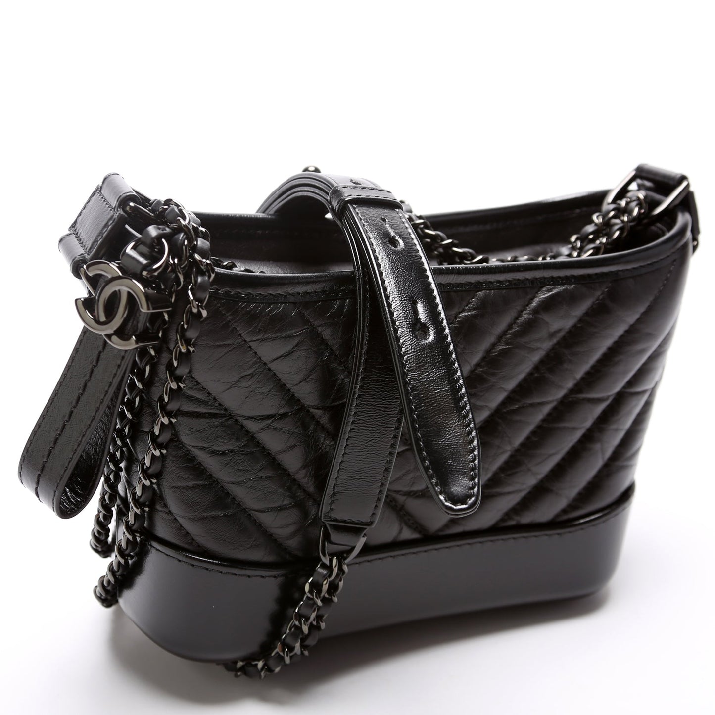 Chanel Gabrielle Hobo So Calfskin 28M Black Small Shoulder Bag