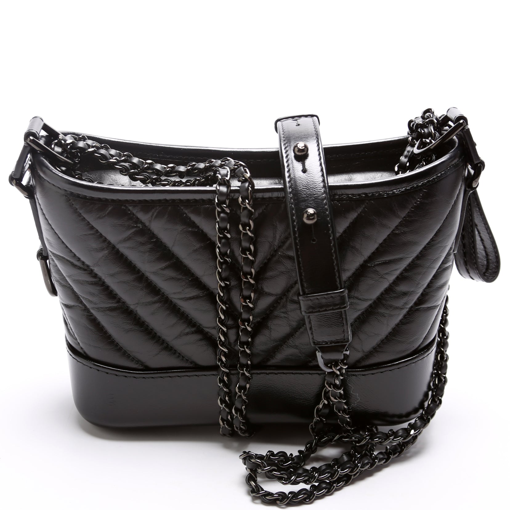 Chanel Gabrielle Hobo So Calfskin 28M Black Small Shoulder Bag
