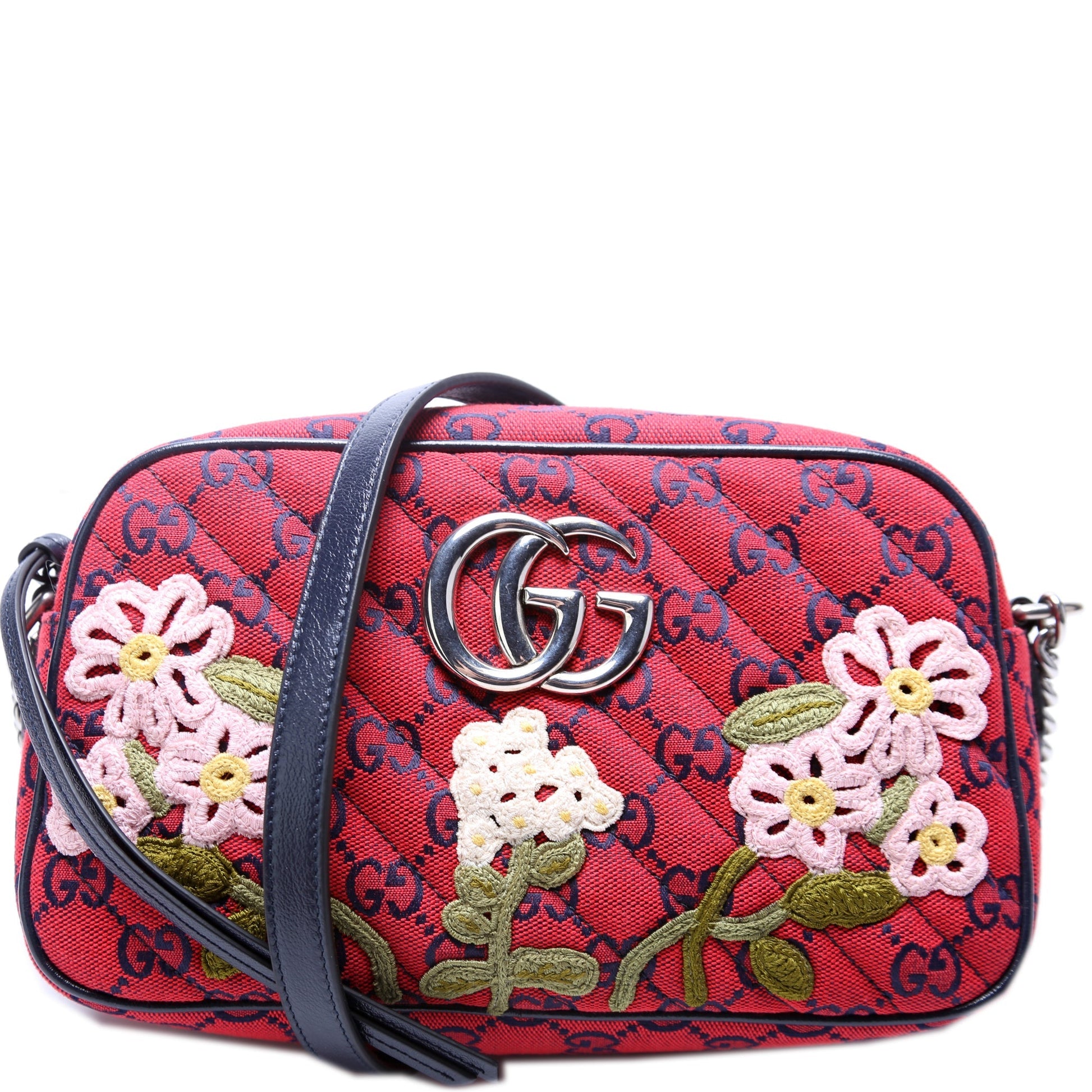 Gucci Marmont Camera Embroidered Canvas Multicolor Small Travel Bag