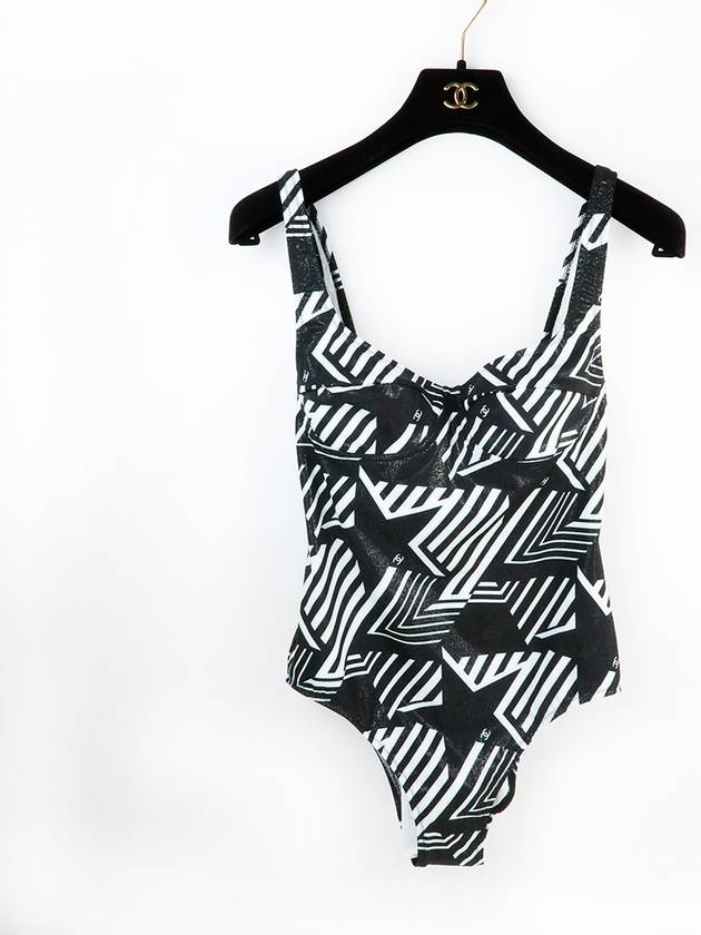 Coco Beach One Piece Swimsuit Black White Chanel