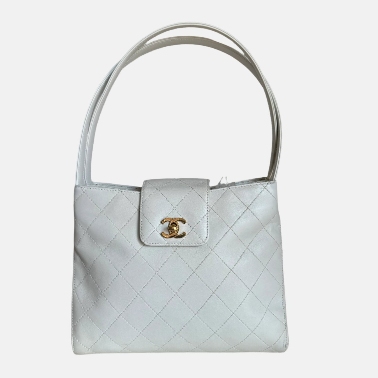 Chanel Kelly Top Handle White Leather Handbag