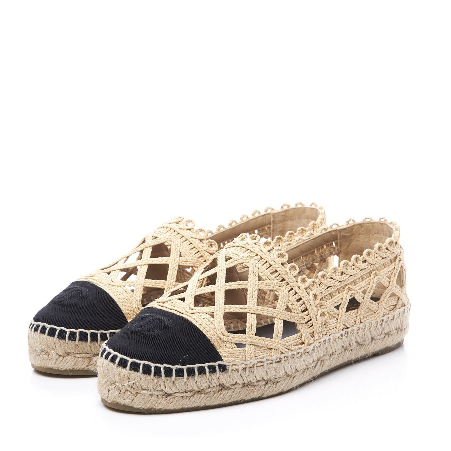 Chanel Woven Grosgrain Cc Logo Espadrille Women Shoes