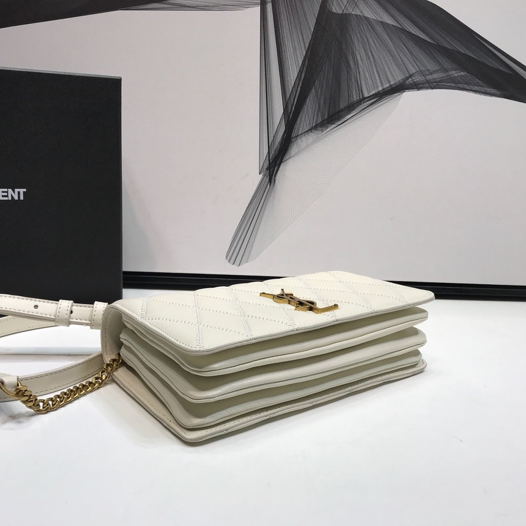 YSL Saint Laurent Ysl Saint Laurent Angie Patent Handbag White For Travel Bag