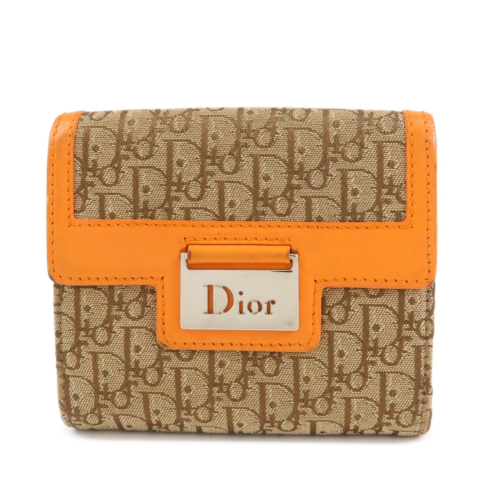Dior Handbag Christian Street Chic Trotter W Hook Trifold Leather Canvas