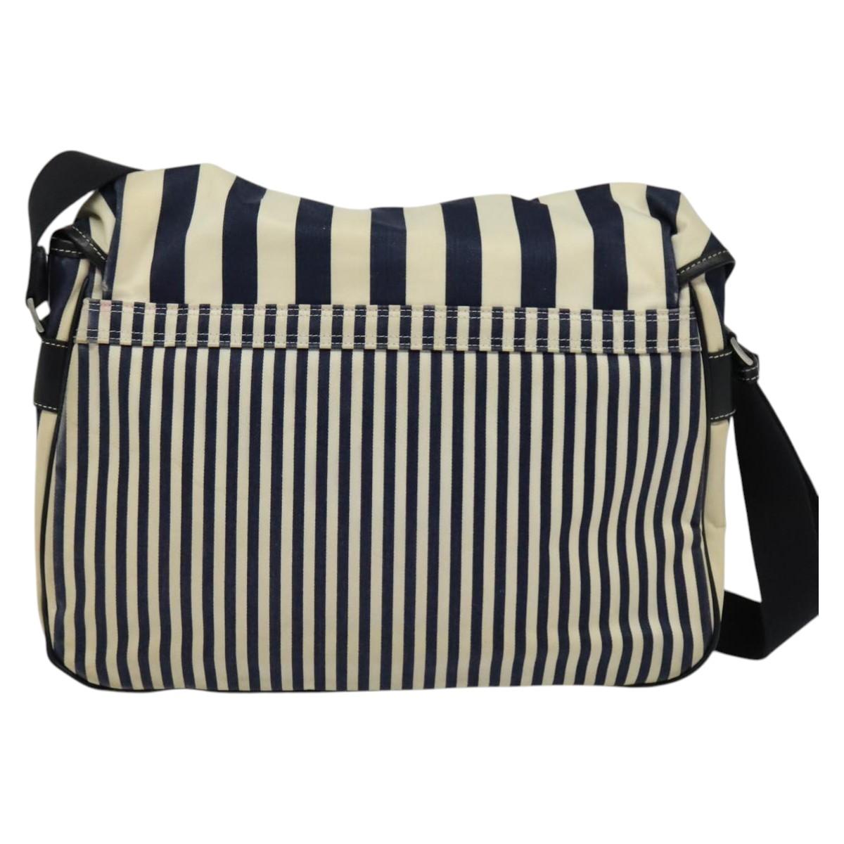 Burberry Label Shoulder Bag Canvas Black White