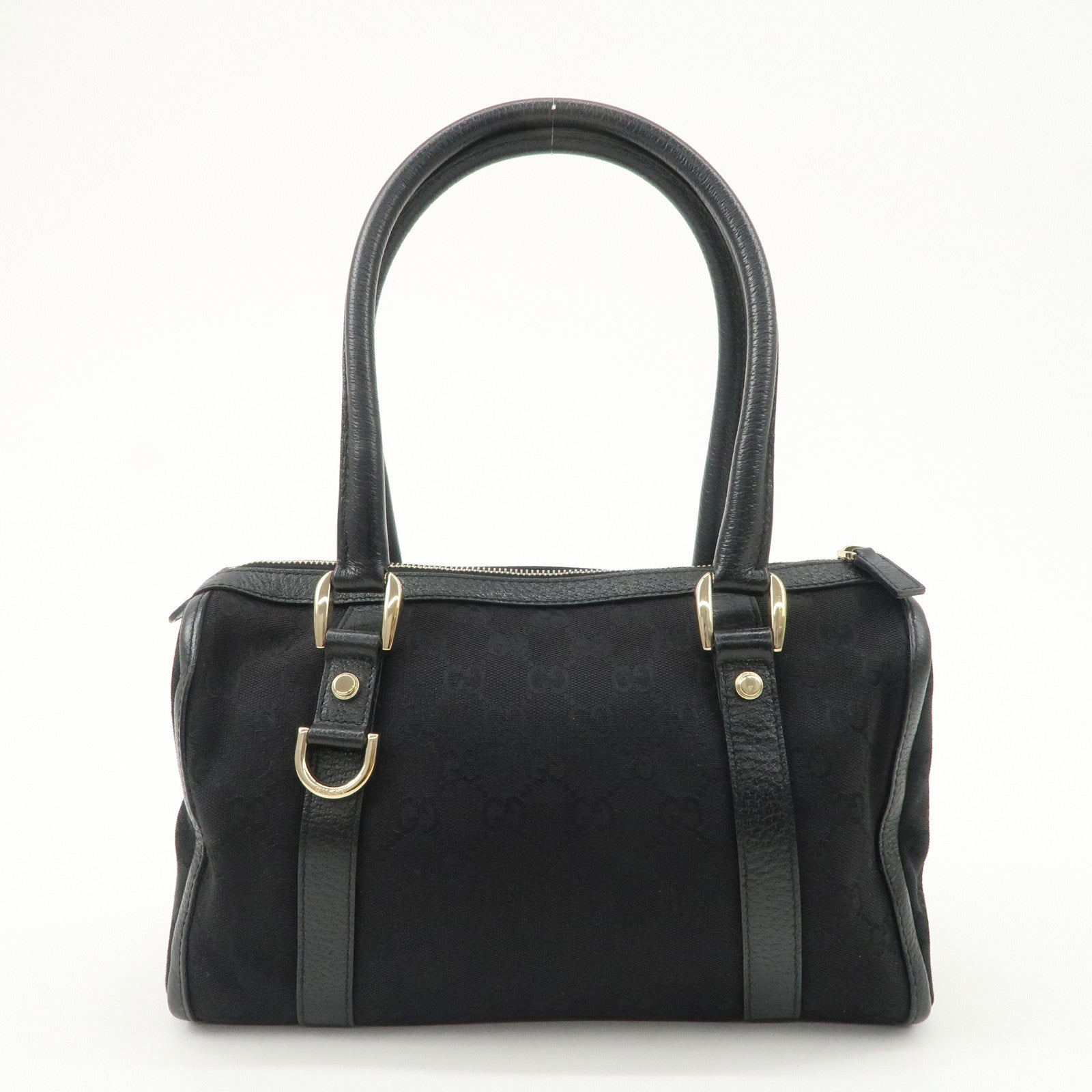 GUCCI Abbey GG Canvas Leather Boston Bag Hand Bag Black 130942