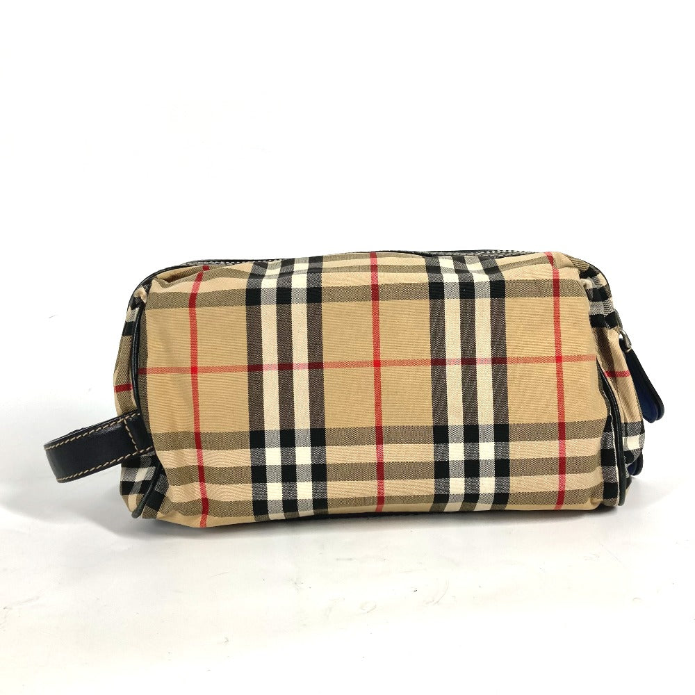 Burberry Business Bag Pouch Check Mens Leather Canvas Beige Travel Bag