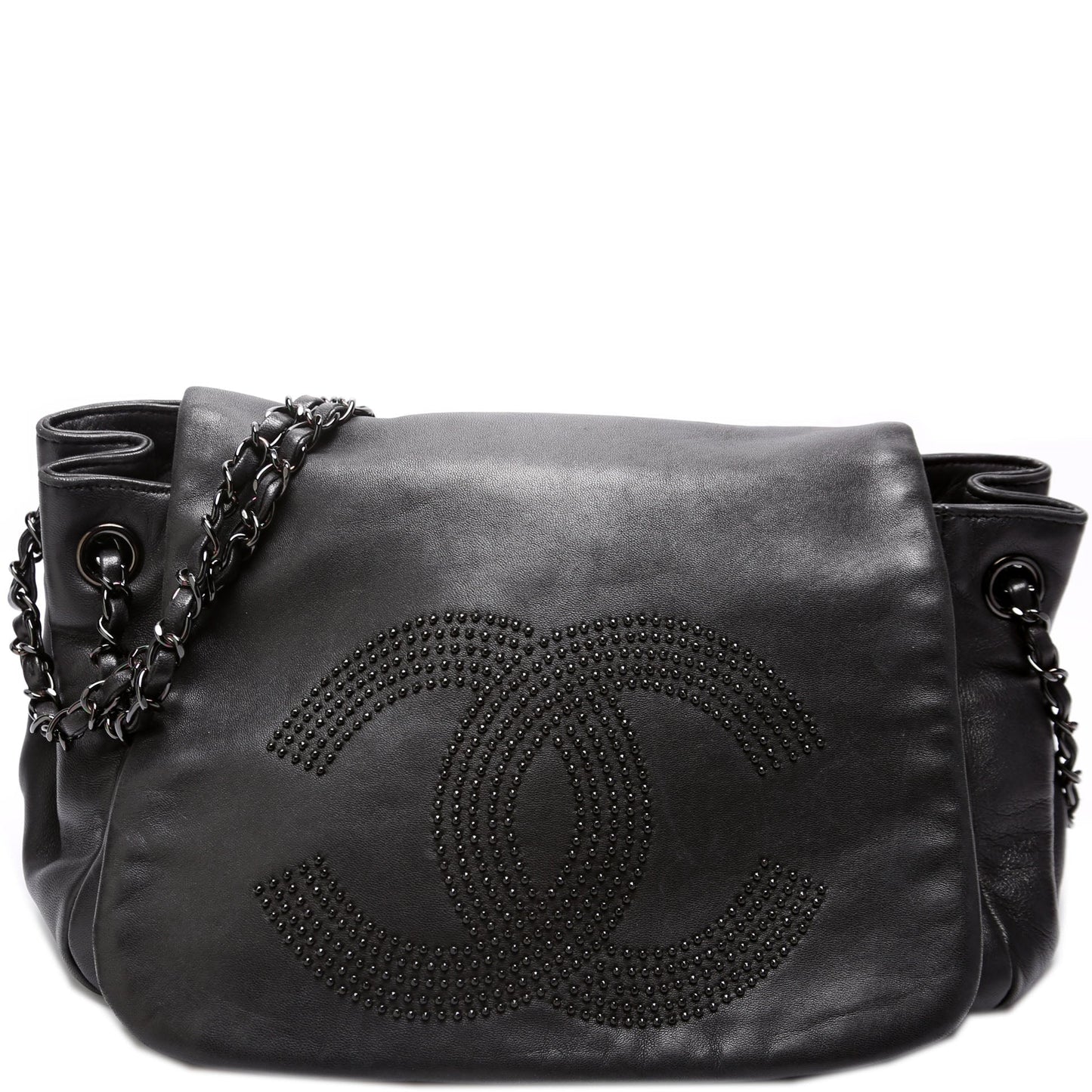 Chanel Studded CC Accordion Flap Lambskin 12M Handbag
