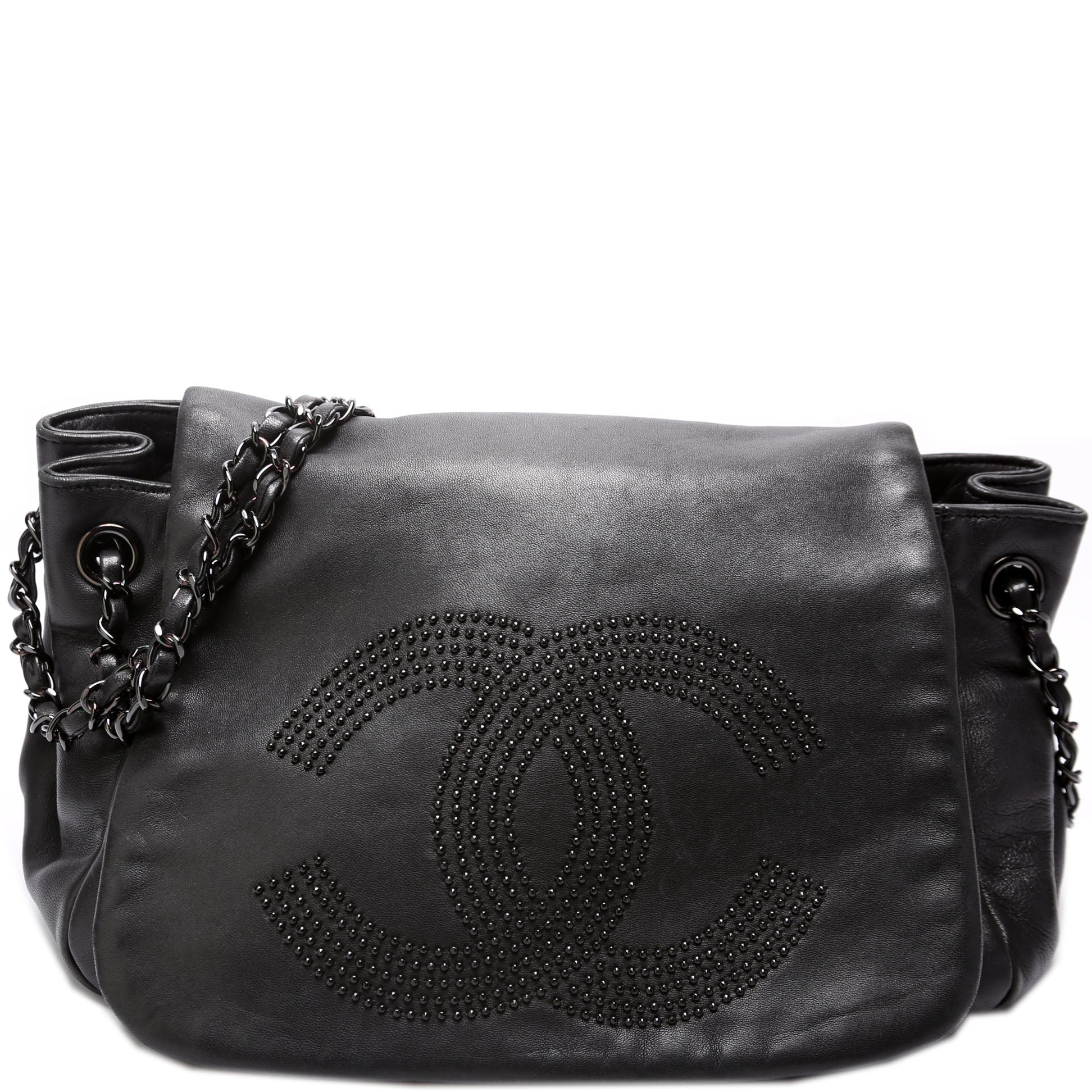 Chanel Studded CC Accordion Flap Lambskin 12M Handbag