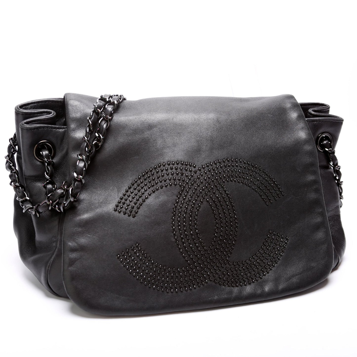 Chanel Studded CC Accordion Flap Lambskin 12M Handbag