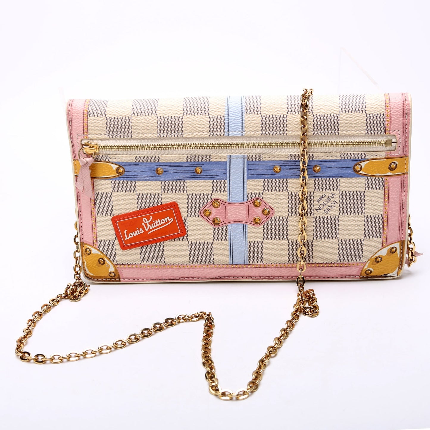 Louis Vuitton Pochette Weekend Summer Trunks Azur Damier Clutch Bag