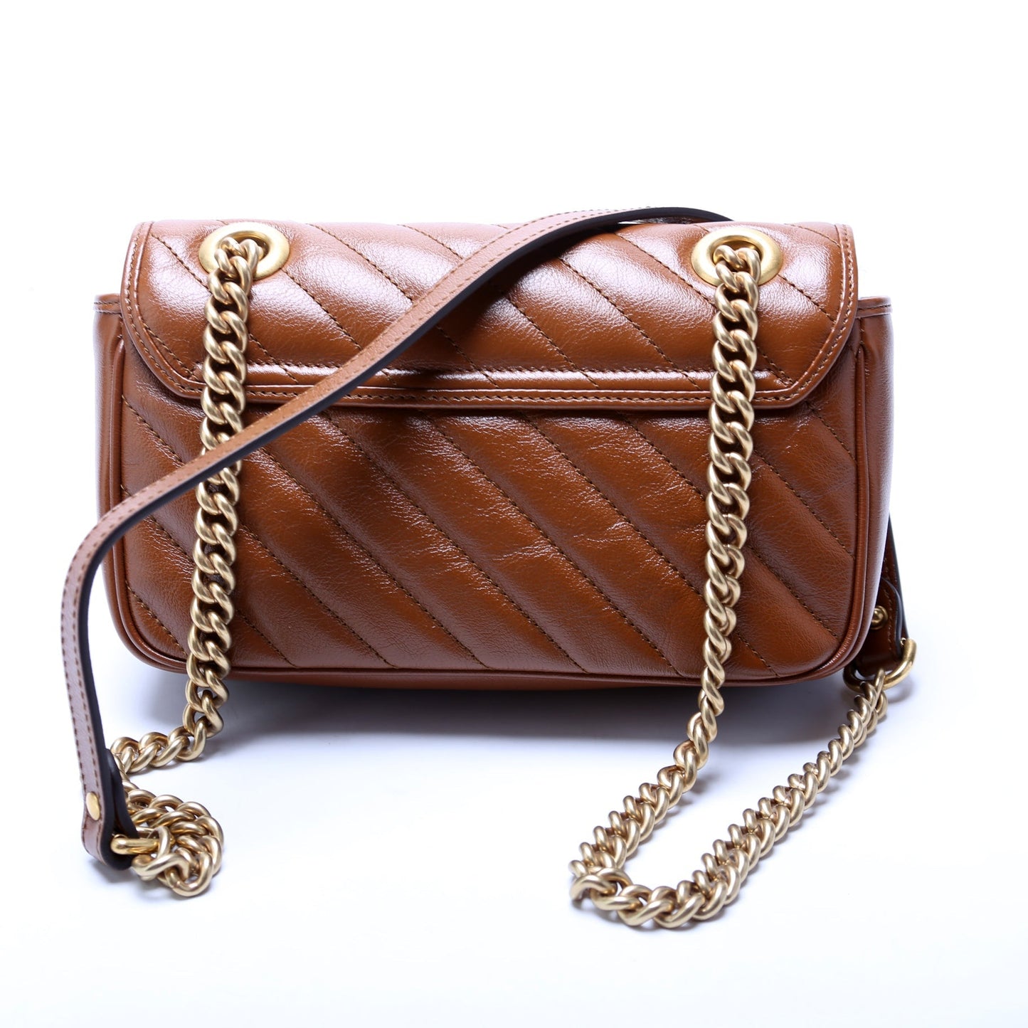 Gucci Marmont Diagonal Leather Mini Flap Shoulder Bag