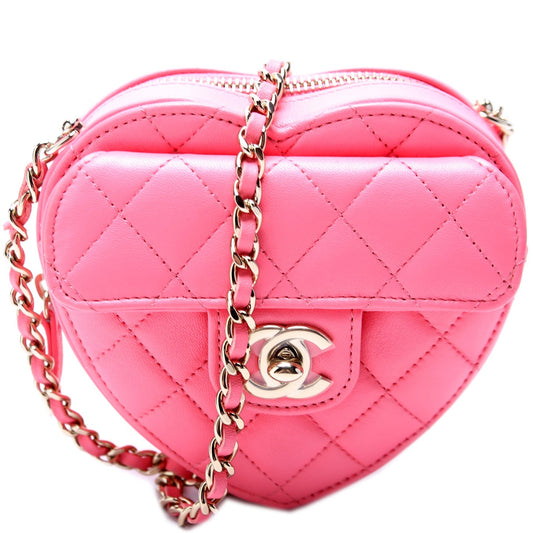 Chanel CC Love Heart Quilted Lambskin 32M Clutch Bag